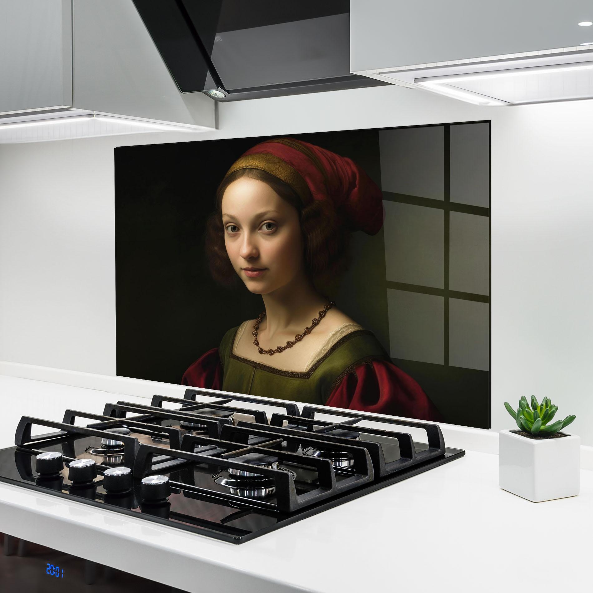 Konyhai üveg hátfal Vintage Old Painting mockup 6