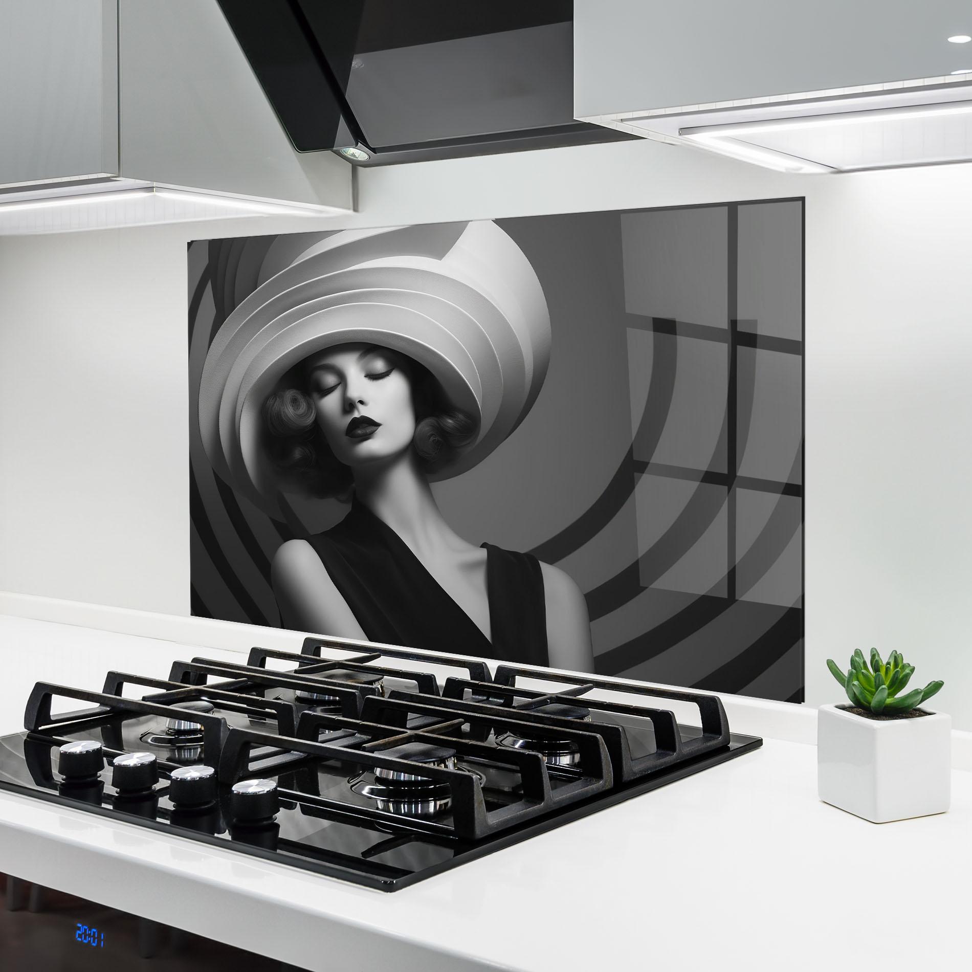 Konyhai üveg hátfal Vintage Pretty Lady mockup 6