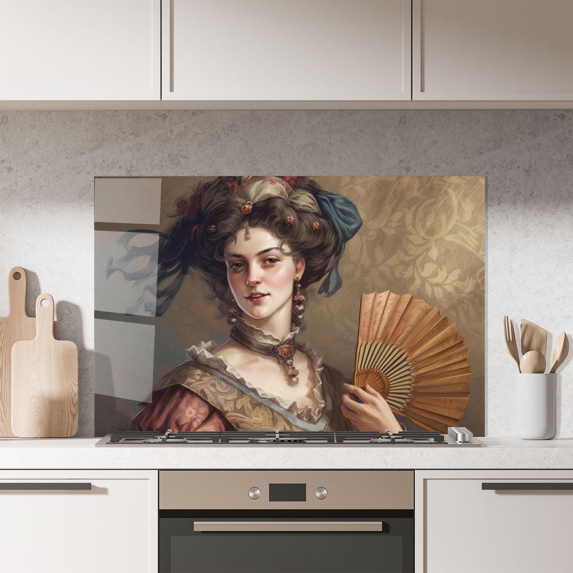 Konyhai üveg hátfal Medieval Noblewoman mockup 7