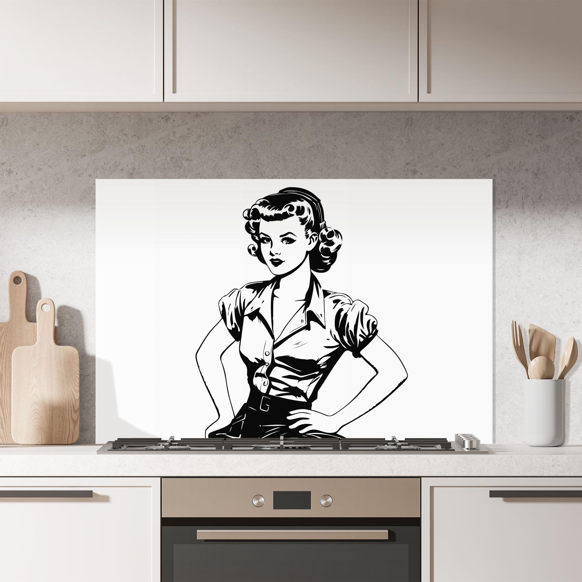 Konyhai üveg hátfal Pretty Shilouette Girl mockup 7