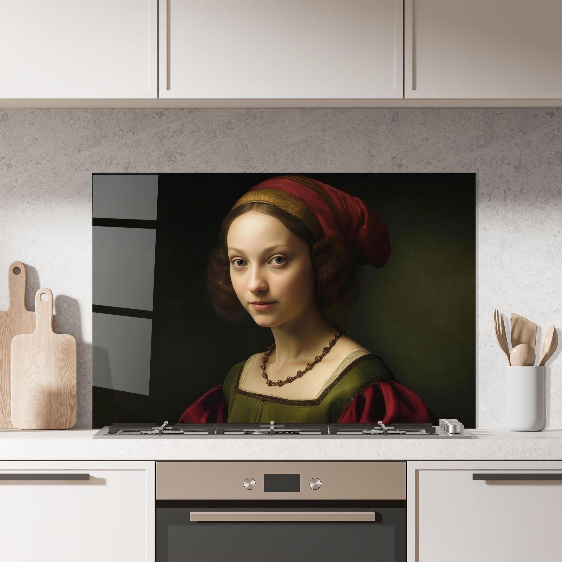 Konyhai üveg hátfal Vintage Old Painting mockup 7