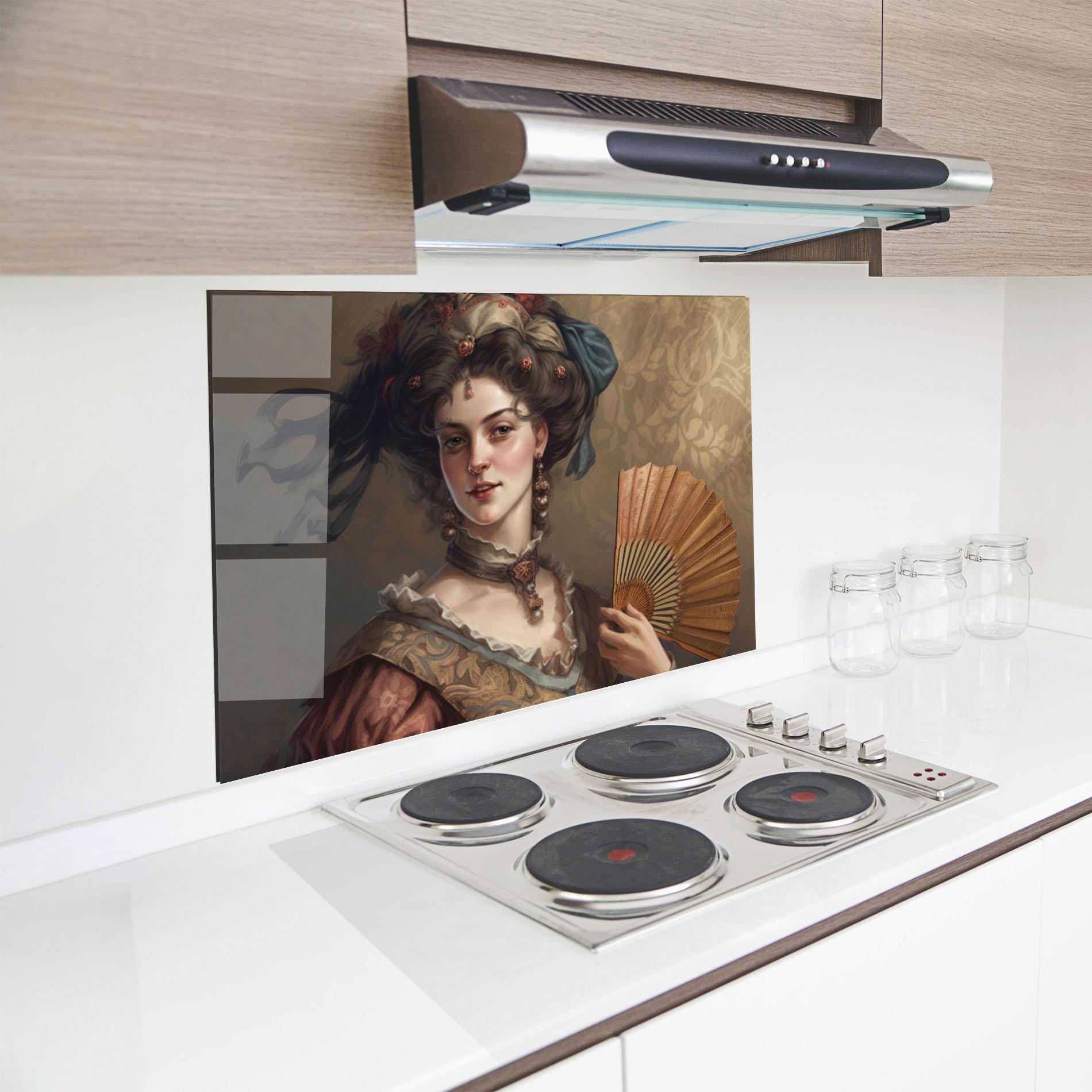 Konyhai üveg hátfal Medieval Noblewoman mockup 8