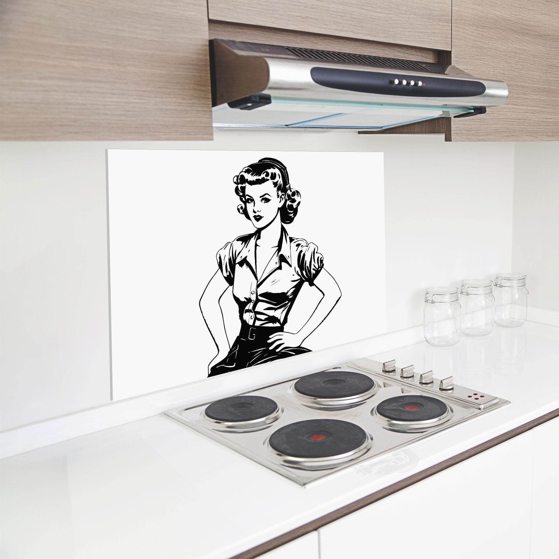 Konyhai üveg hátfal Pretty Shilouette Girl mockup 8
