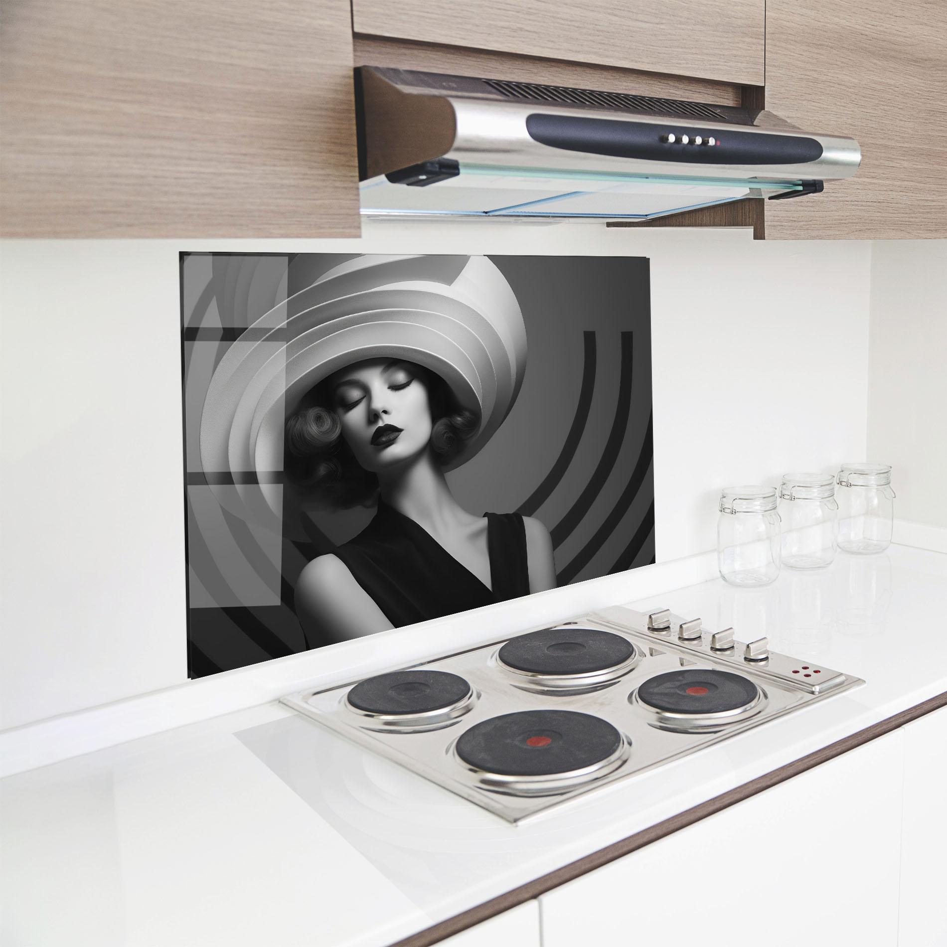 Konyhai üveg hátfal Vintage Pretty Lady mockup 8