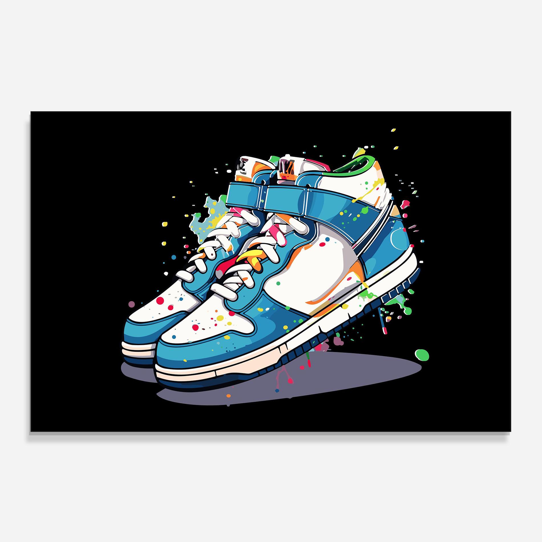 Konyhai üveg hátfal Shoes Splash Color mockup 0