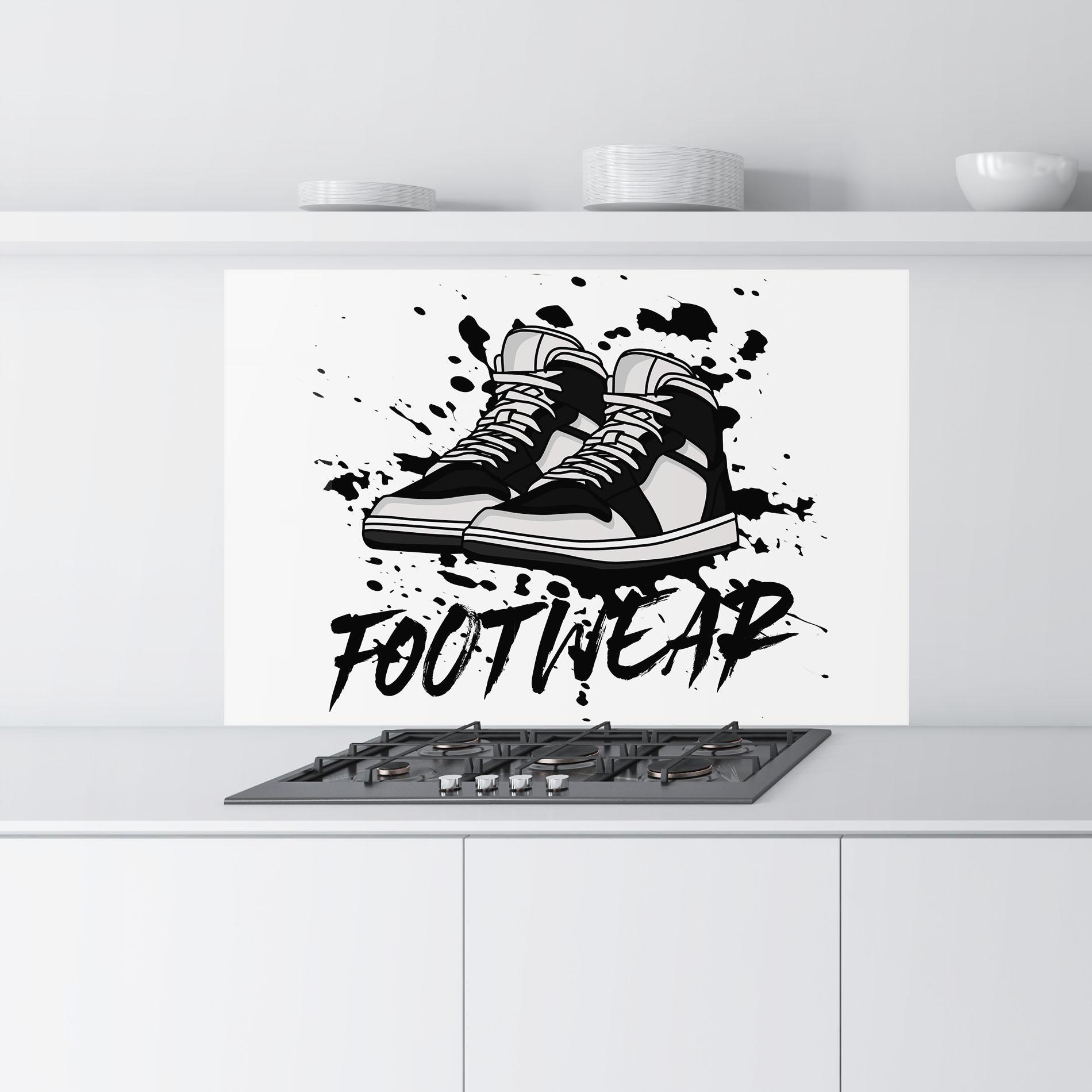 Konyhai üveg hátfal Black Footwear mockup 9