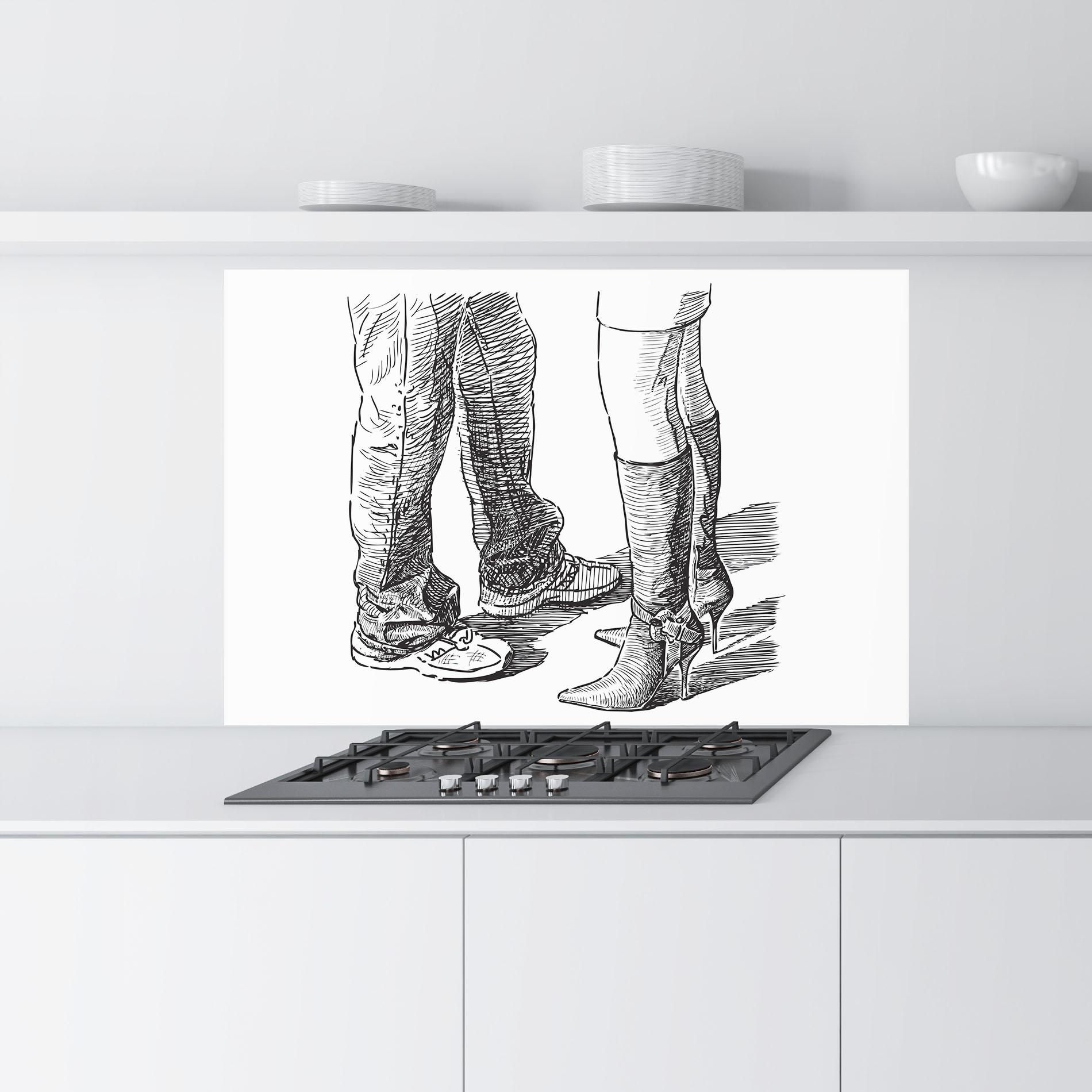 Konyhai üveg hátfal Black Line Shoes mockup 9