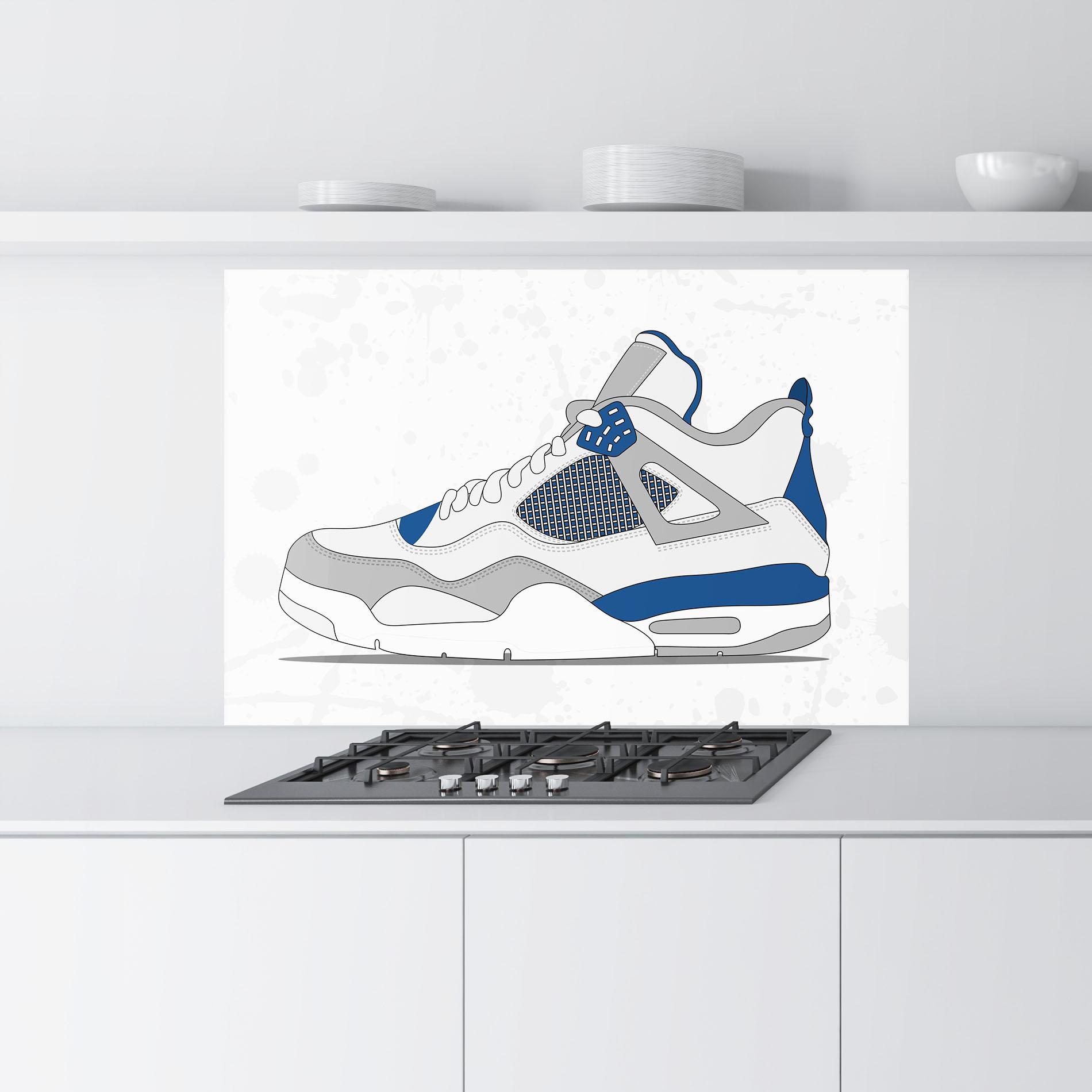 Konyhai üveg hátfal Blue Grey Sneakers mockup 9