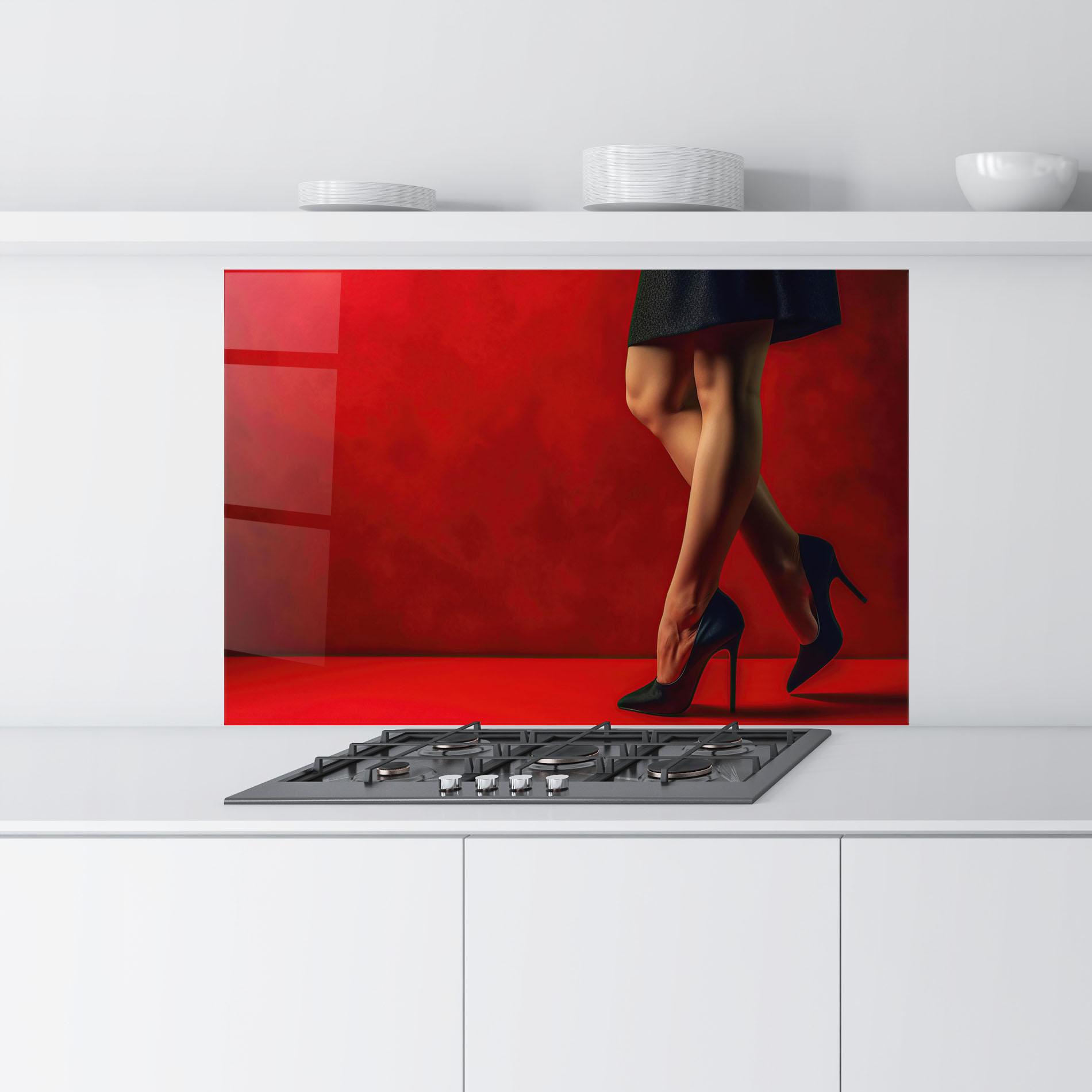 Konyhai üveg hátfal Female Legs Heels mockup 9