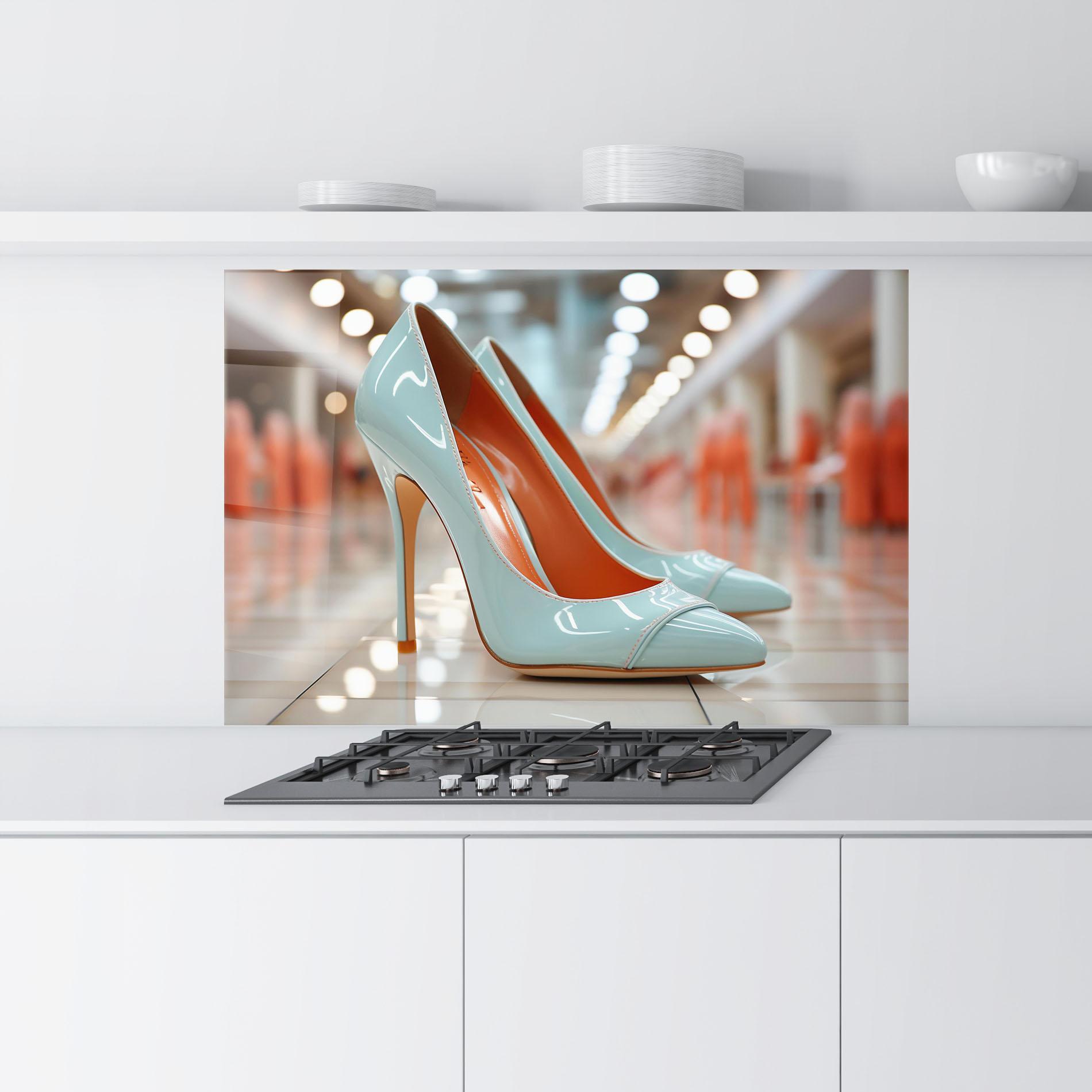 Konyhai üveg hátfal Light Blue Heels mockup 9