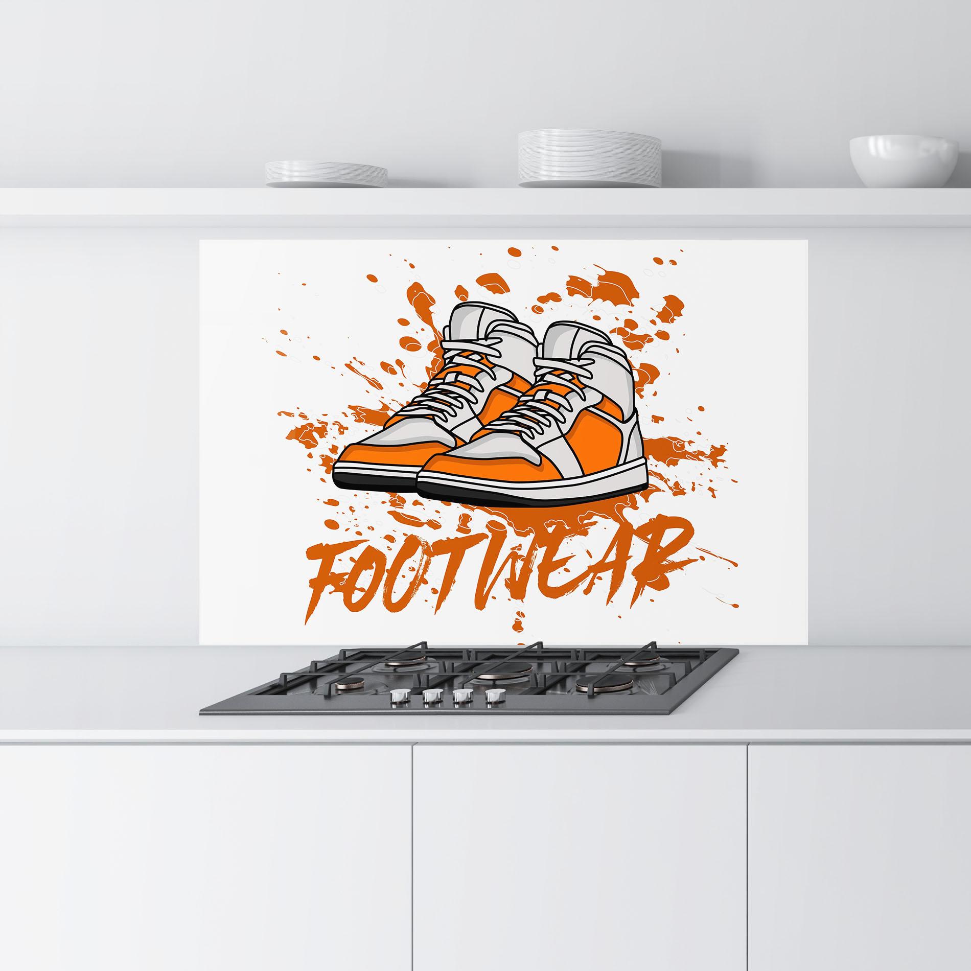 Konyhai üveg hátfal Orange Footwear mockup 9