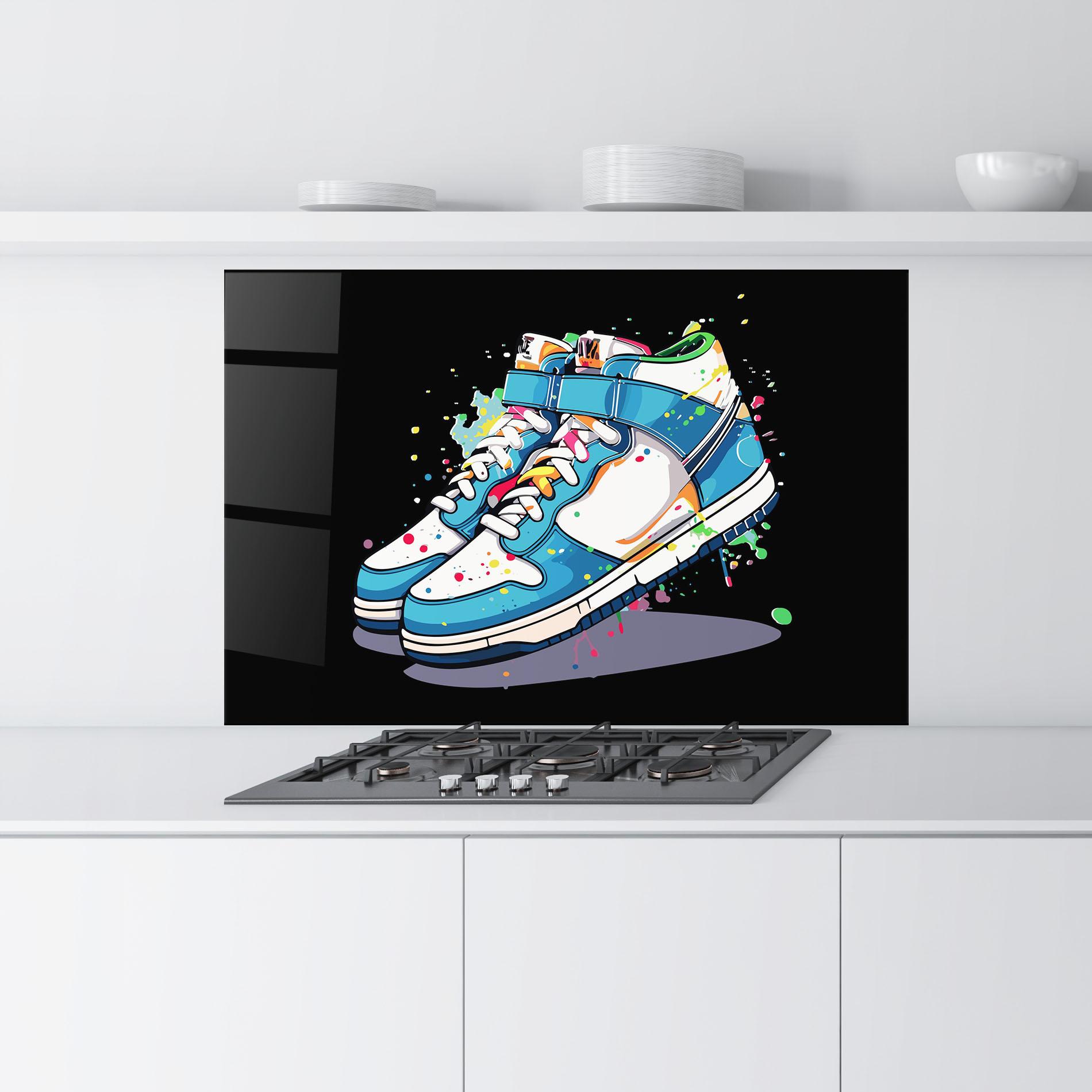 Konyhai üveg hátfal Shoes Splash Color mockup 9