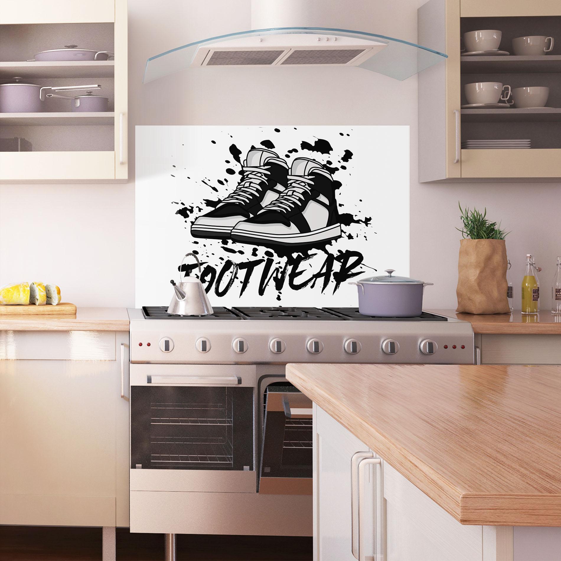 Konyhai üveg hátfal Black Footwear mockup 1