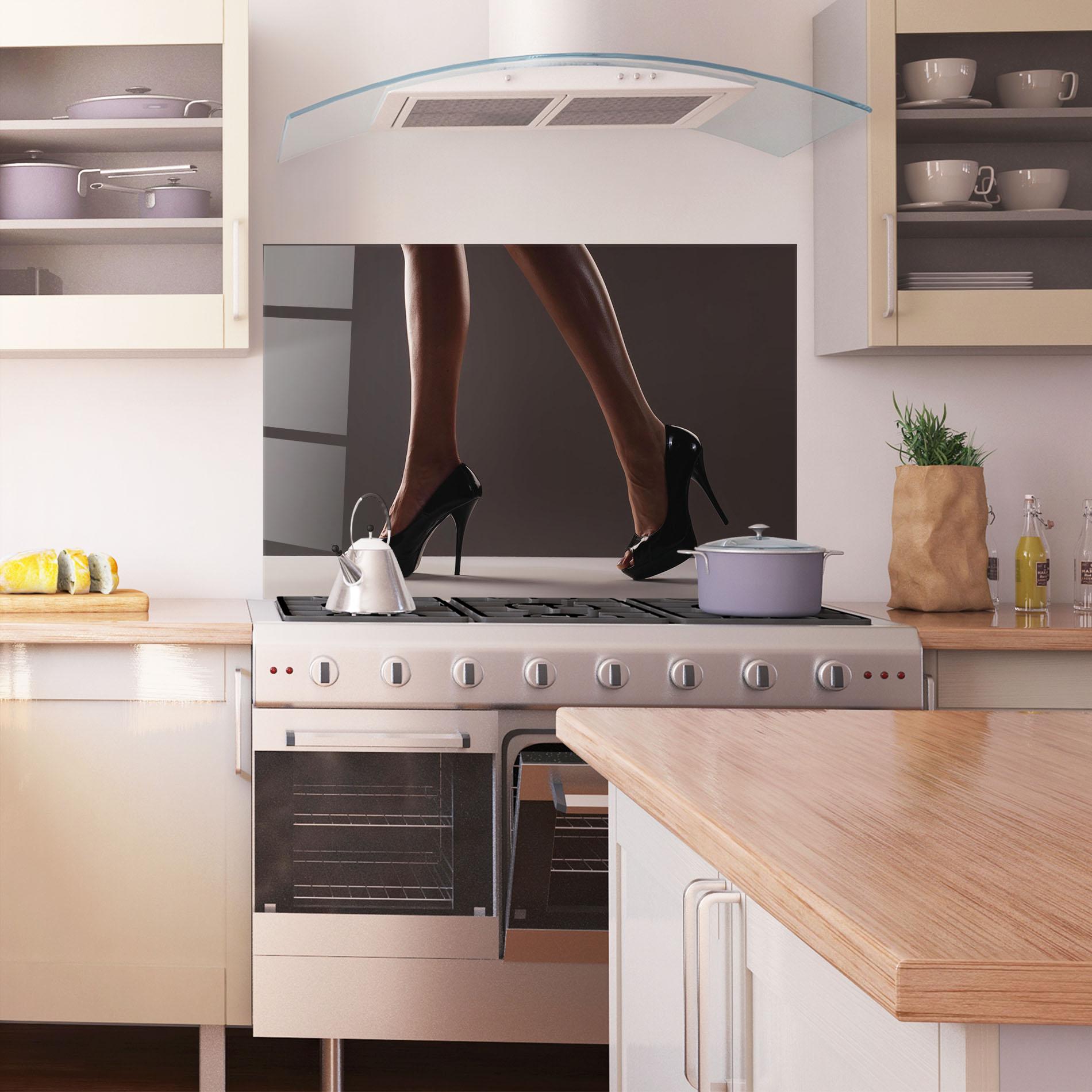 Konyhai üveg hátfal Black High Heels mockup 1