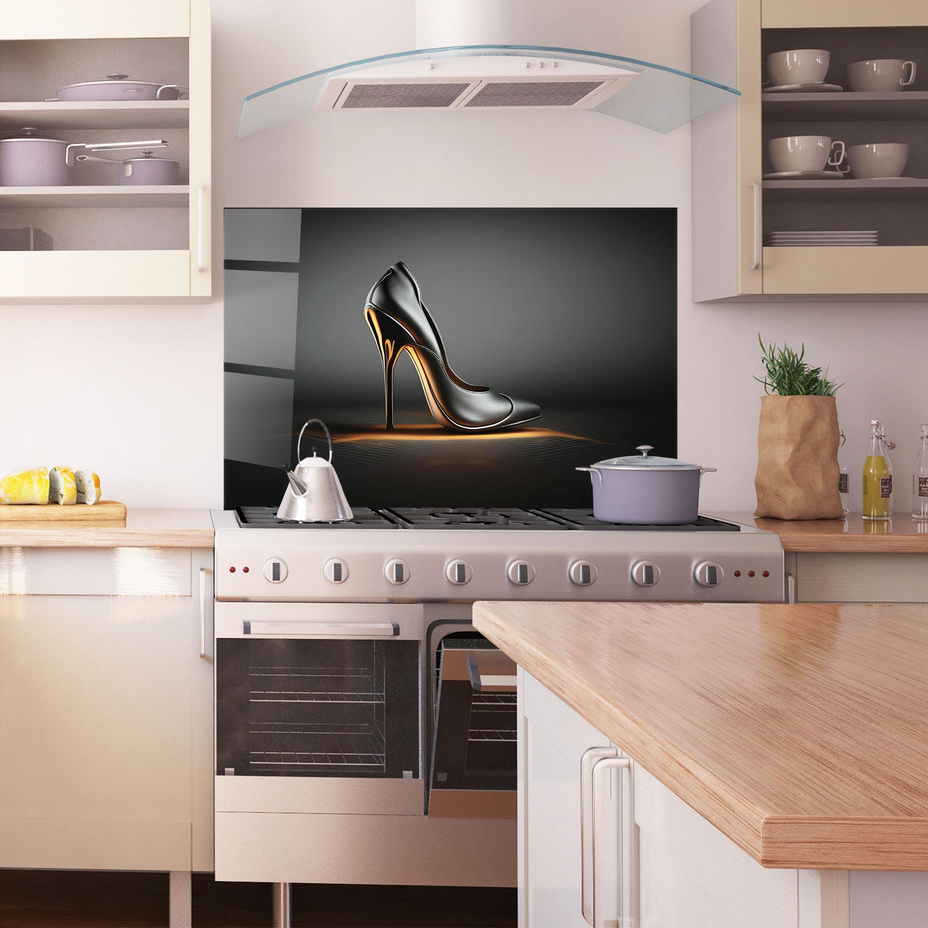 Konyhai üveg hátfal Black Shoe Product mockup 1