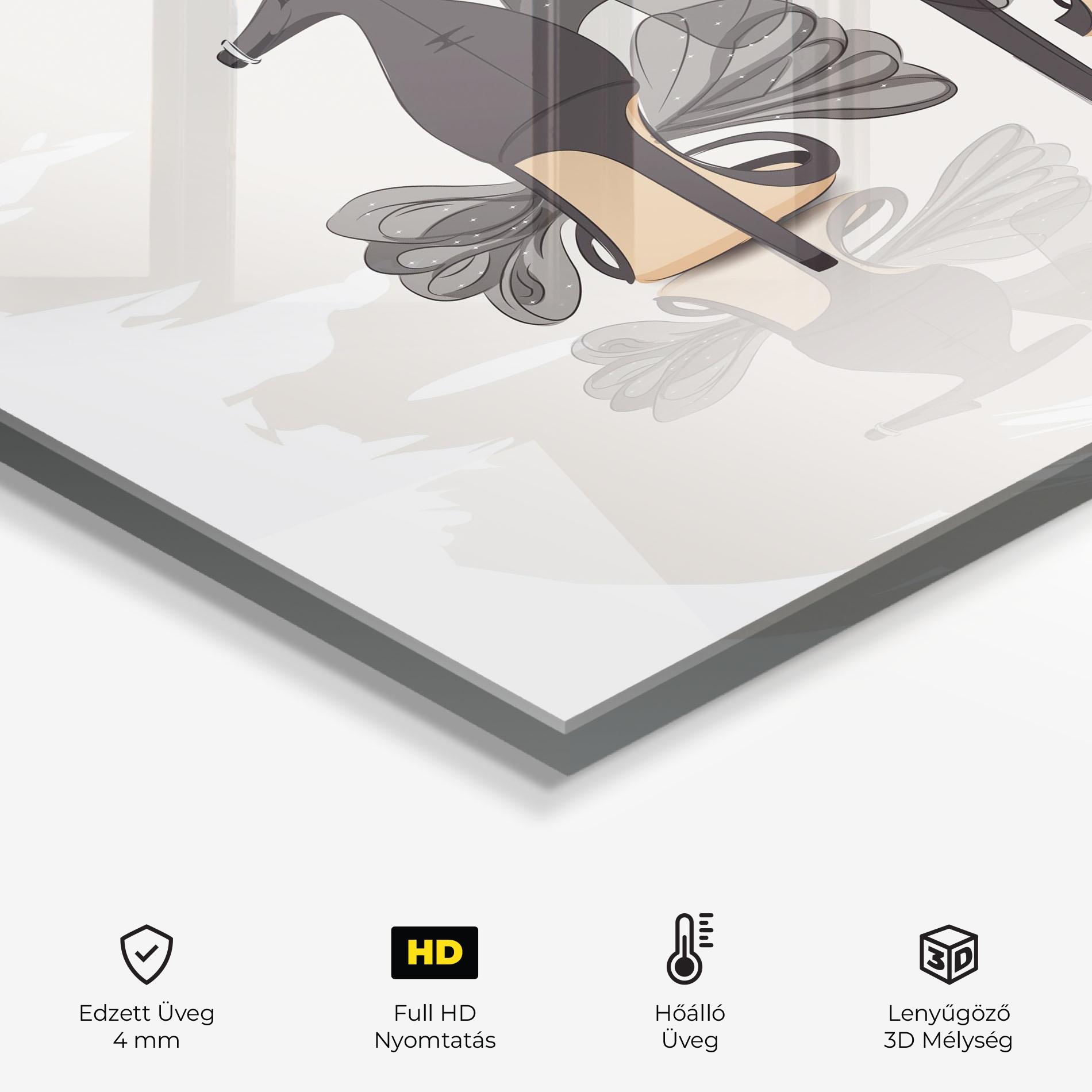 Konyhai üveg hátfal Black Bow Heels mockup 2