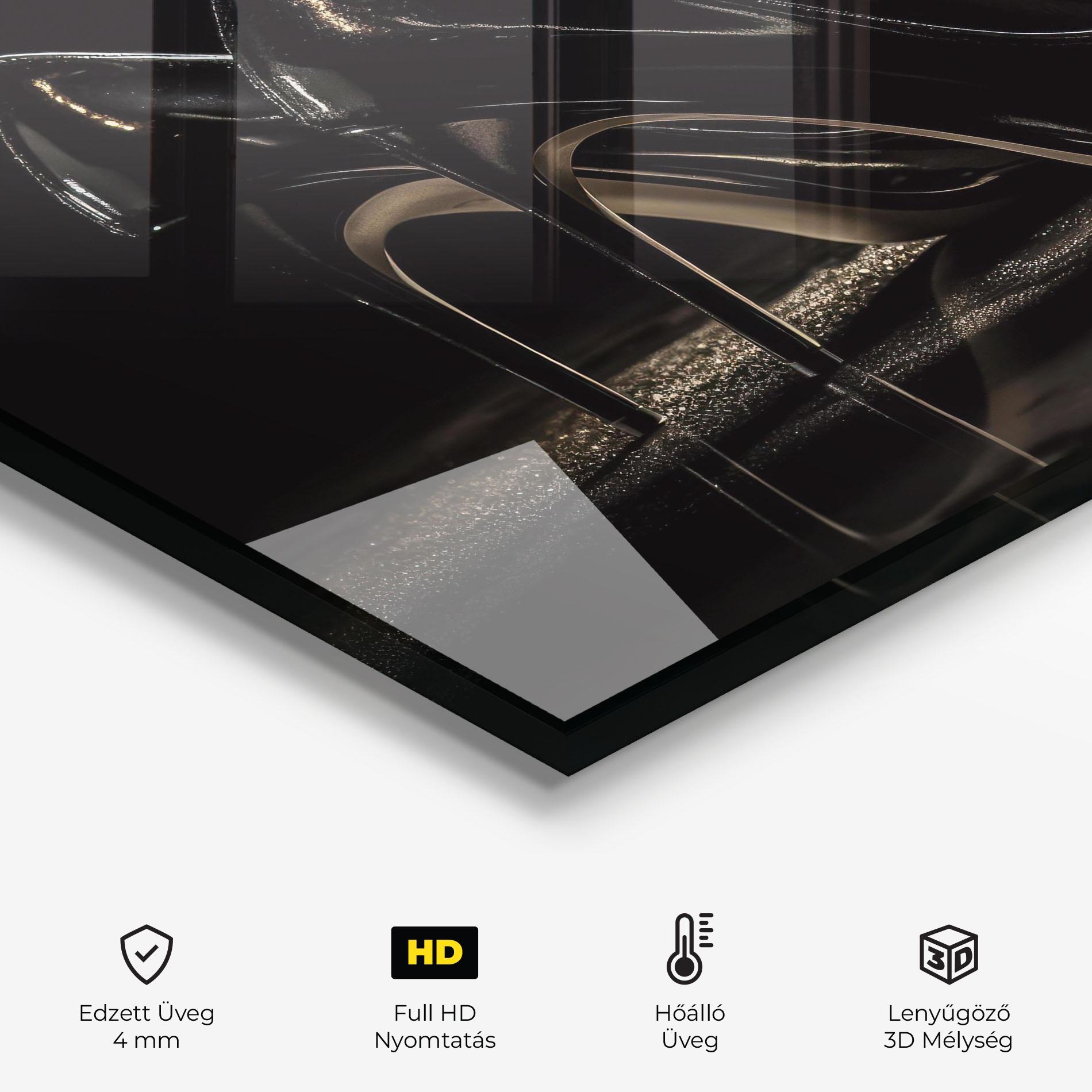 Konyhai üveg hátfal Black Leather Shoes mockup 2