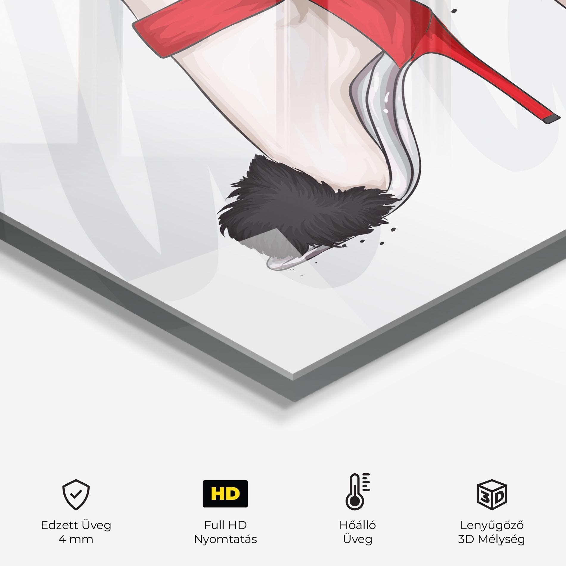 Konyhai üveg hátfal Black Red Heels mockup 2