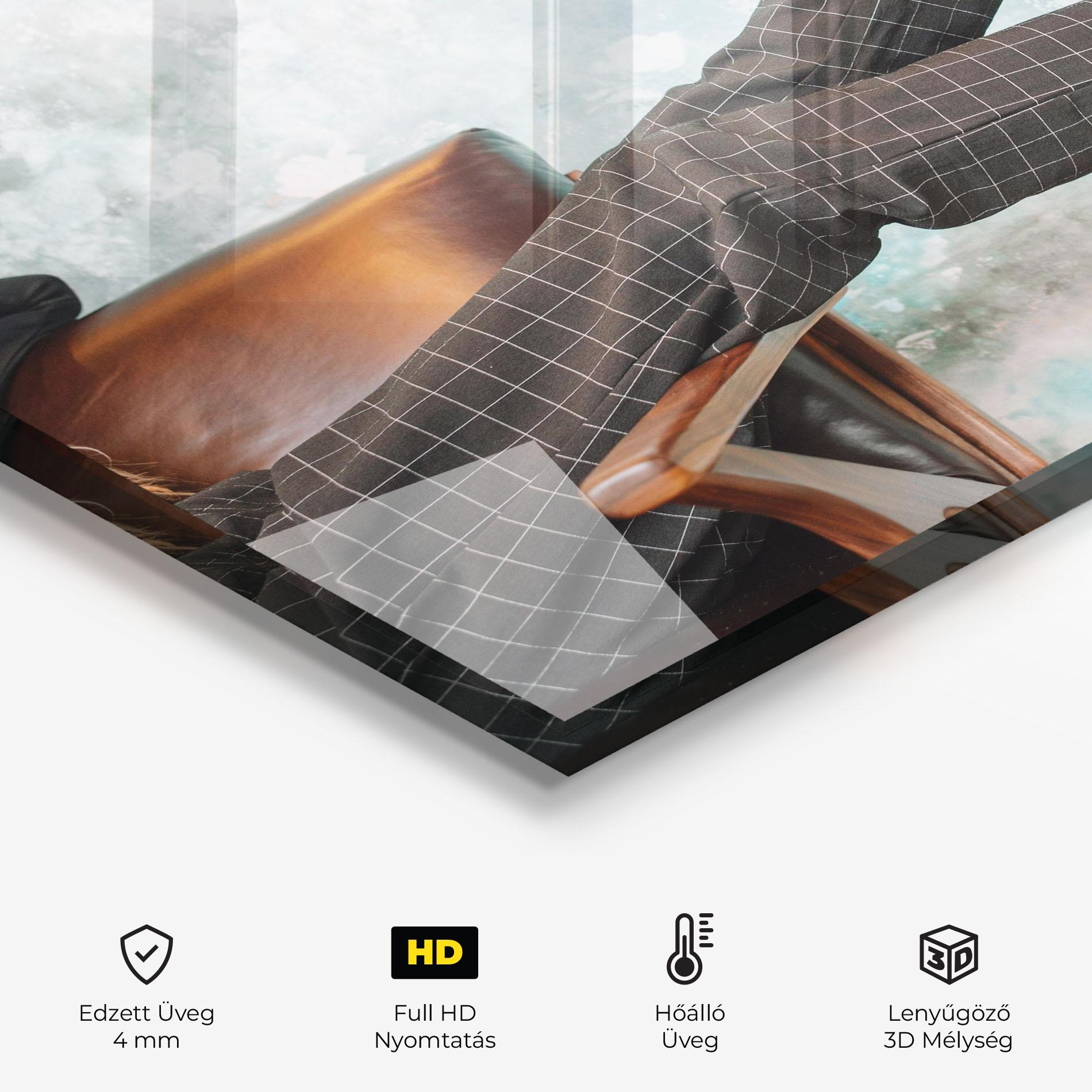 Konyhai üveg hátfal Black Shoes On Chair mockup 2