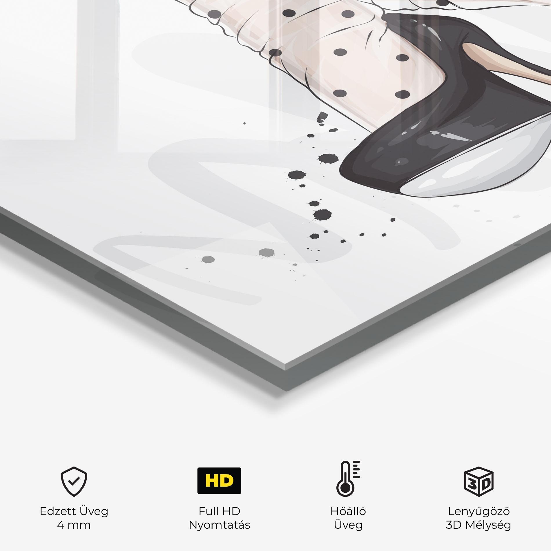 Konyhai üveg hátfal Cute Black Heels Art mockup 2