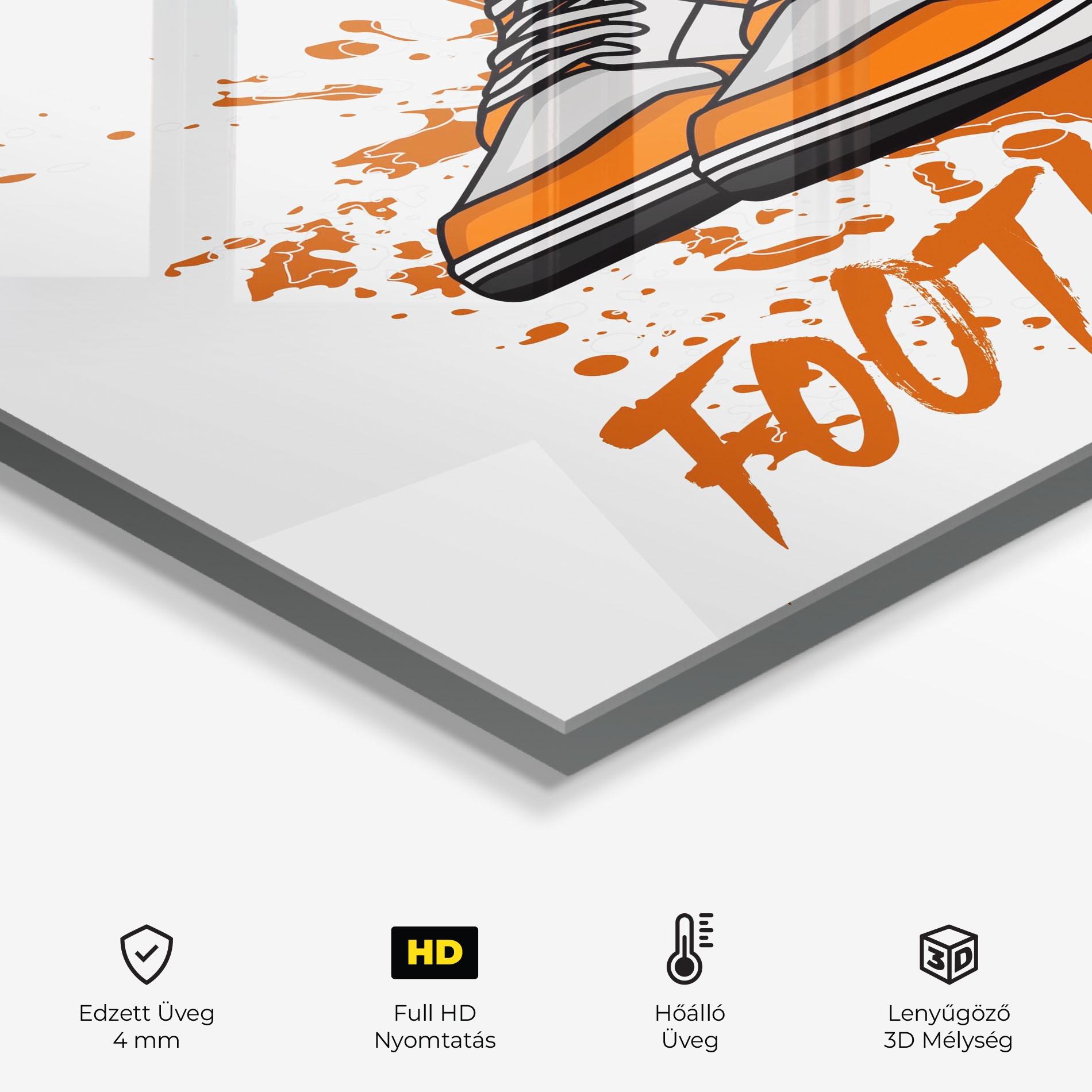 Konyhai üveg hátfal Orange Footwear mockup 2
