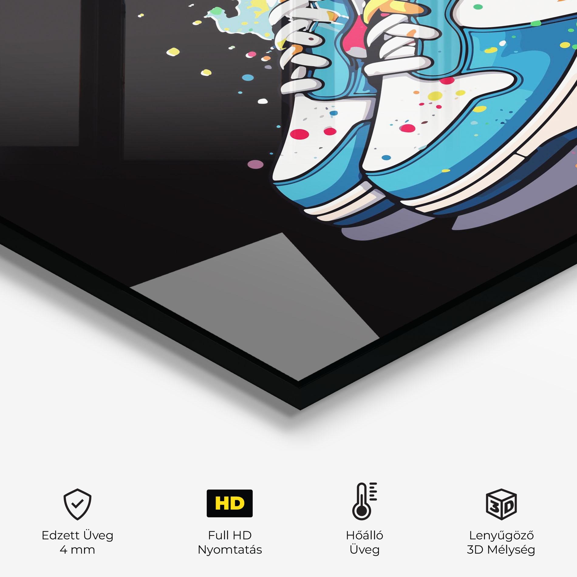 Konyhai üveg hátfal Shoes Splash Color mockup 2