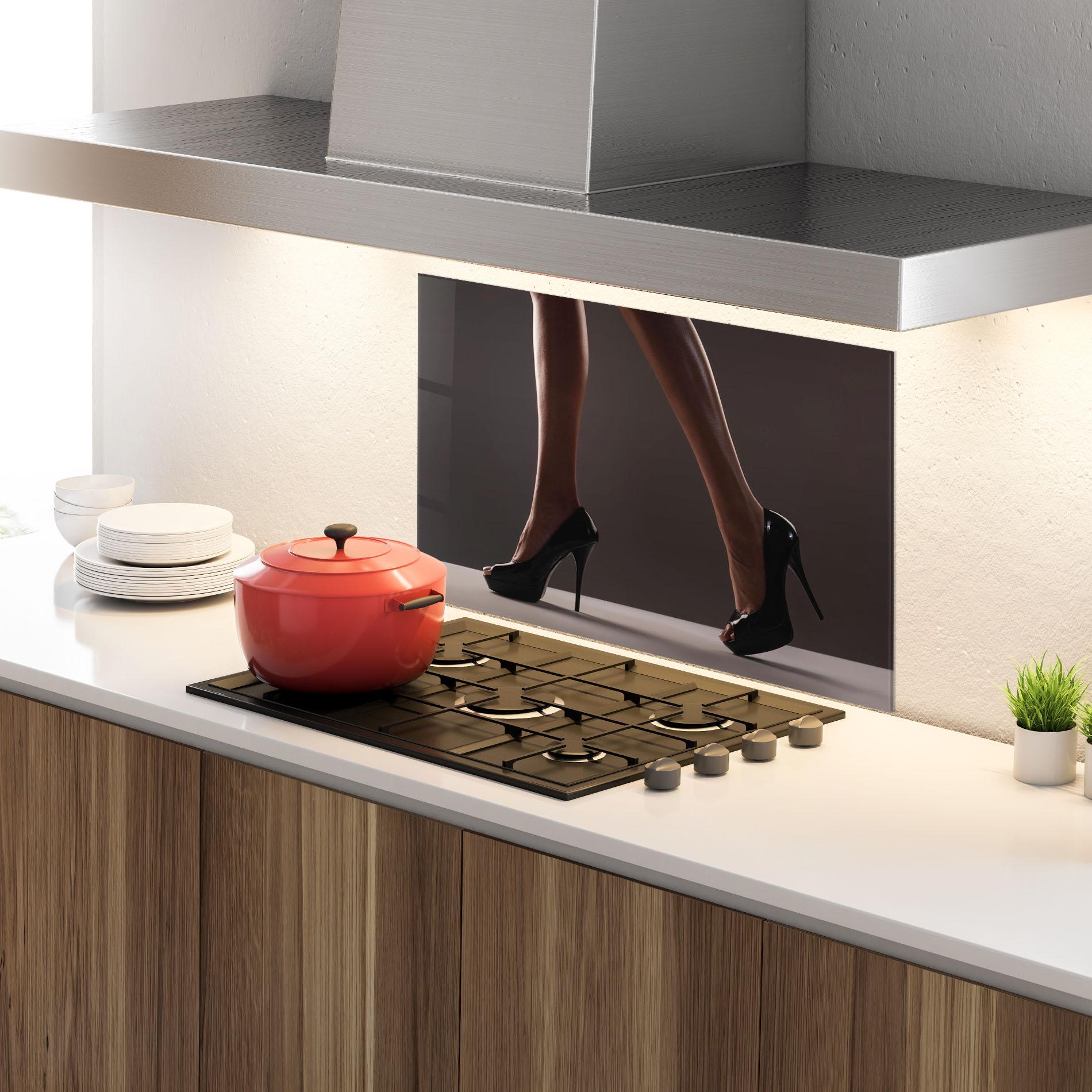 Konyhai üveg hátfal Black High Heels mockup 4