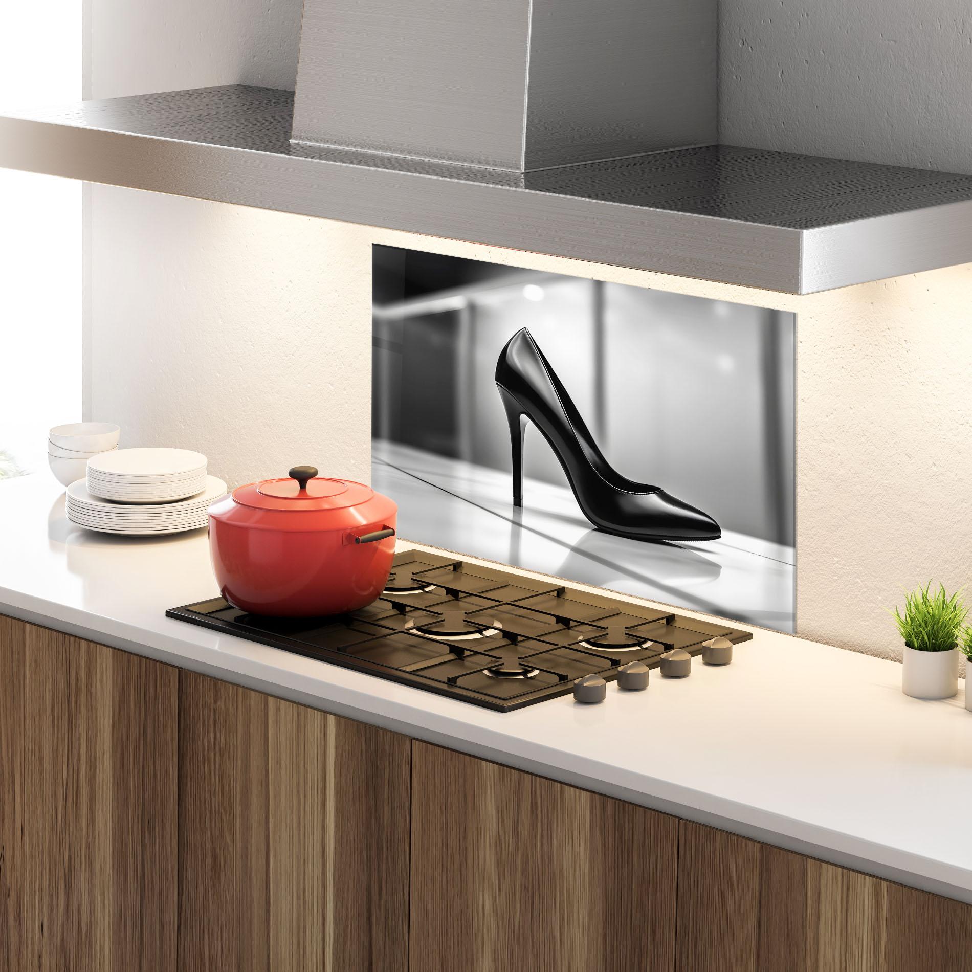 Konyhai üveg hátfal Black Unique Design mockup 4