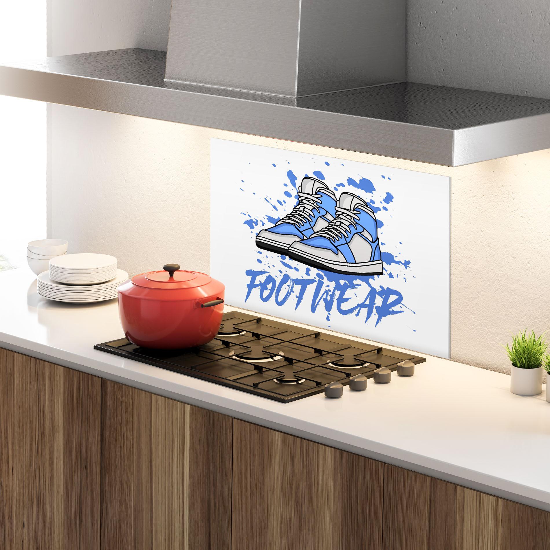 Konyhai üveg hátfal Blue Footwear mockup 4