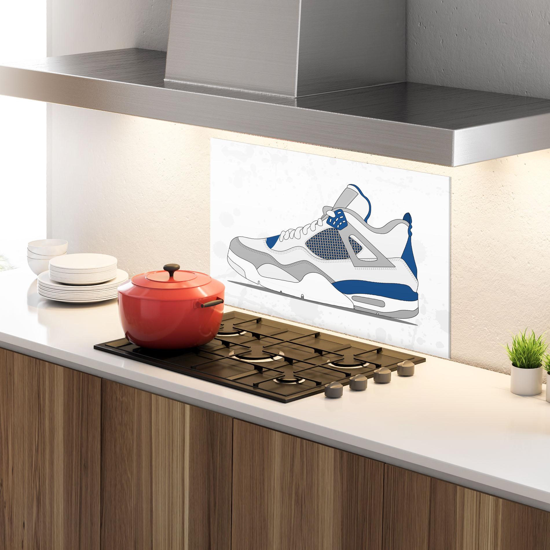 Konyhai üveg hátfal Blue Grey Sneakers mockup 4