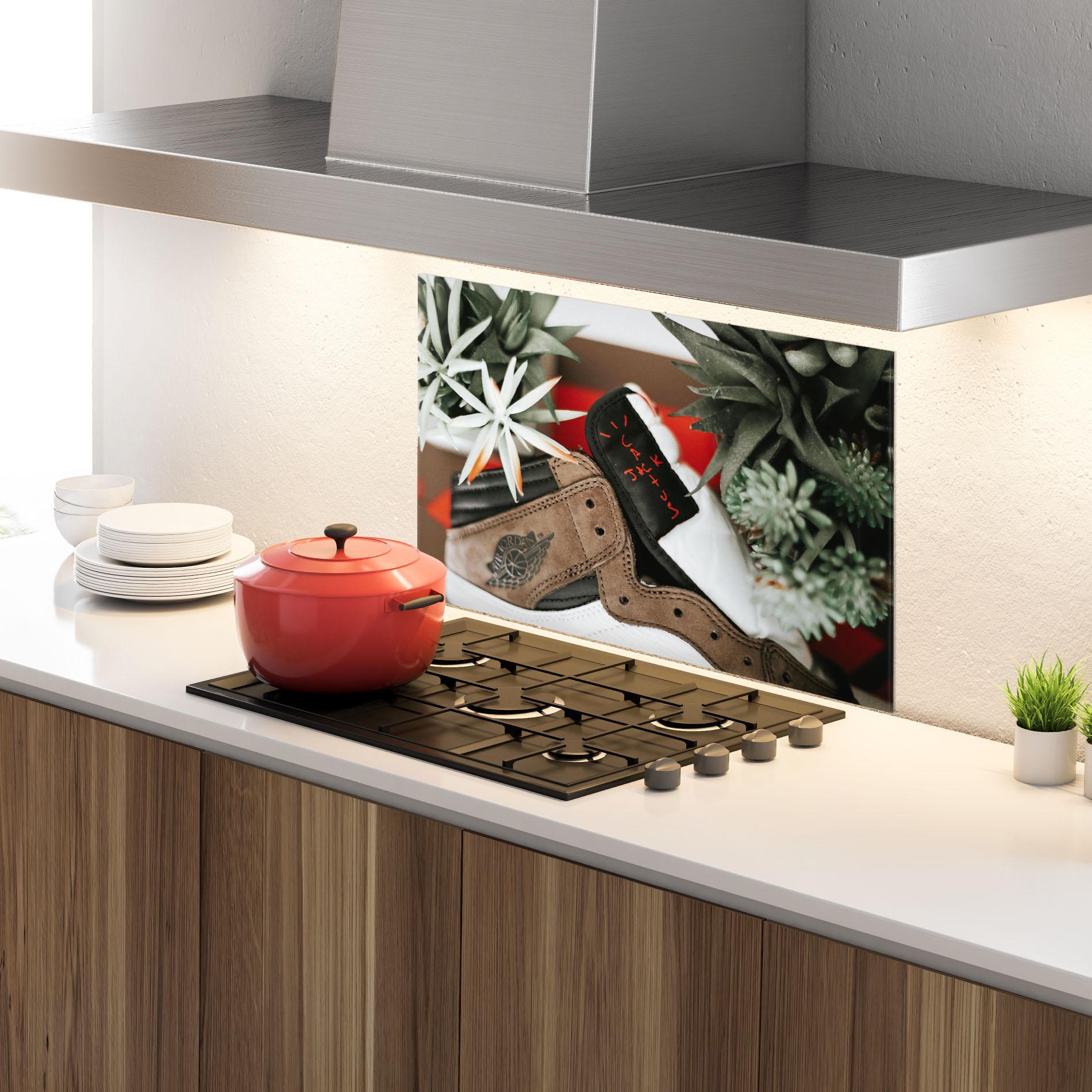 Konyhai üveg hátfal Brown Air Jordan mockup 4