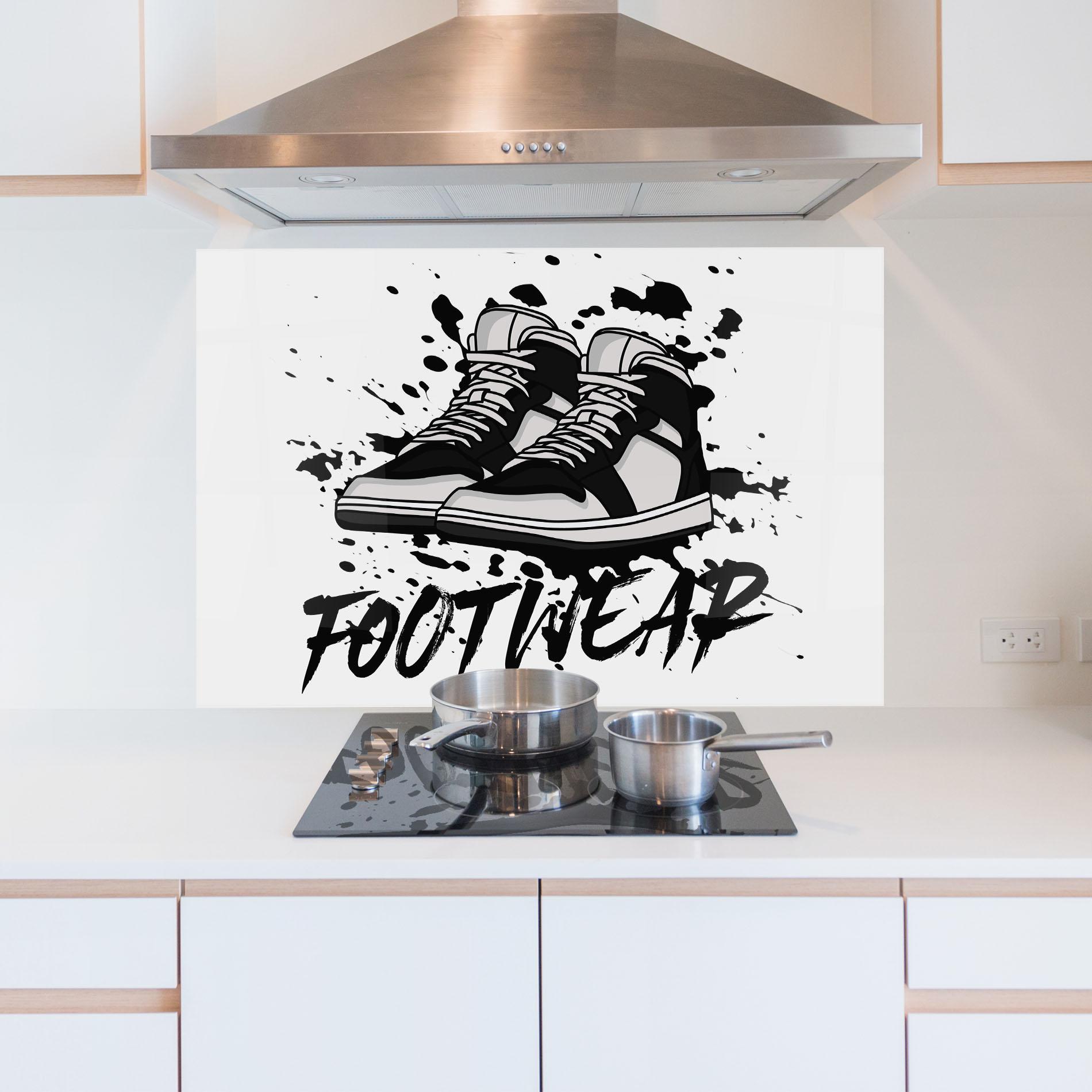 Konyhai üveg hátfal Black Footwear mockup 5
