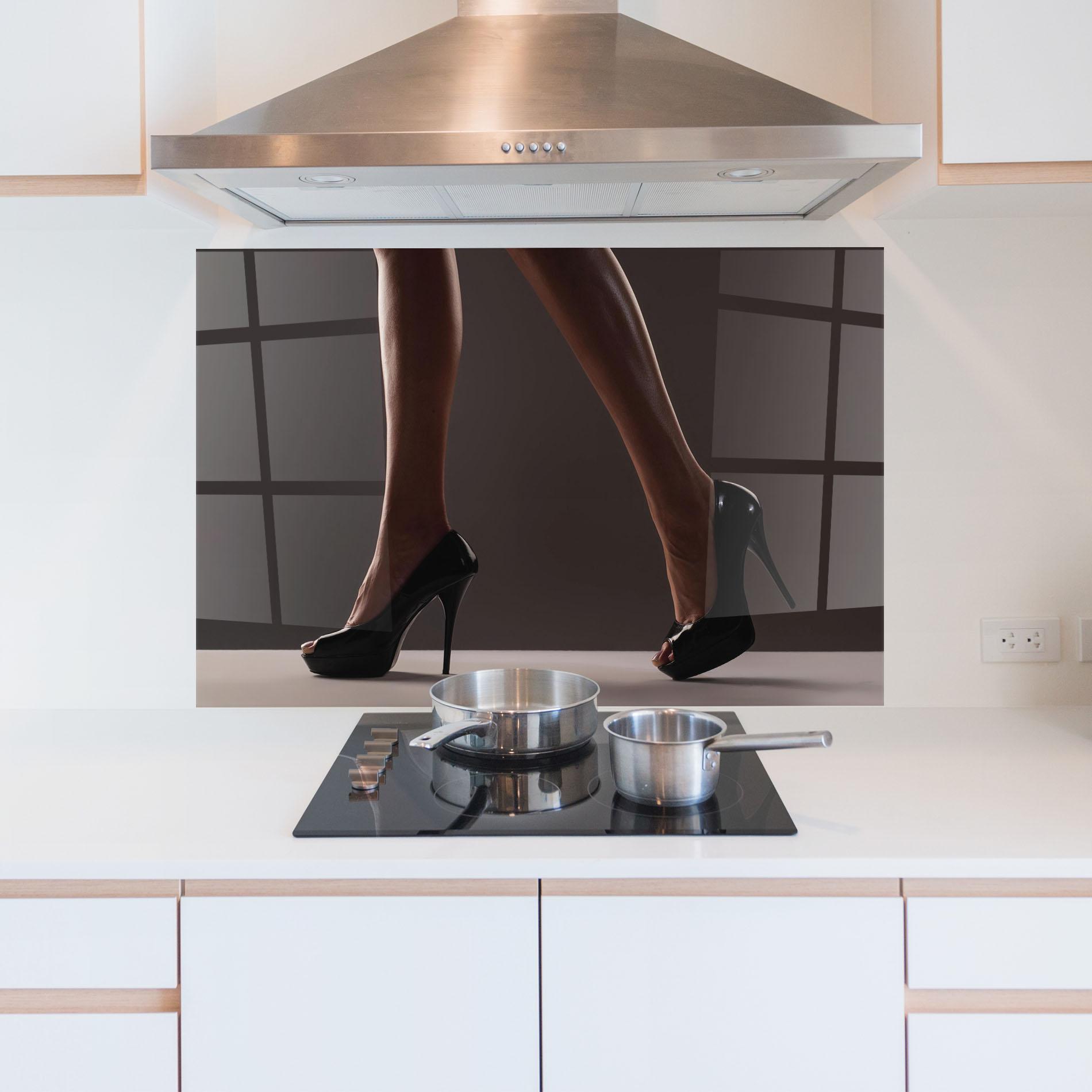 Konyhai üveg hátfal Black High Heels mockup 5