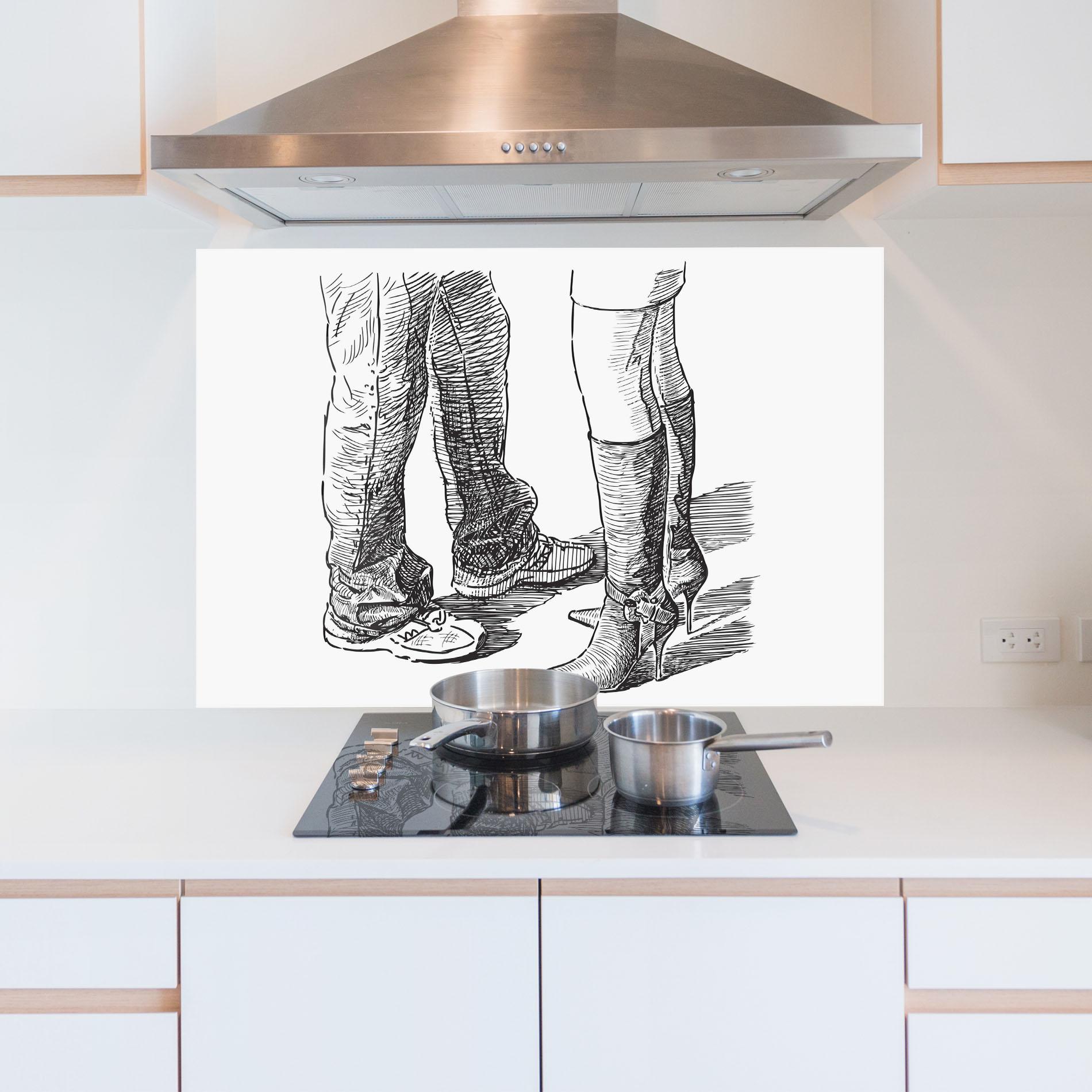 Konyhai üveg hátfal Black Line Shoes mockup 5