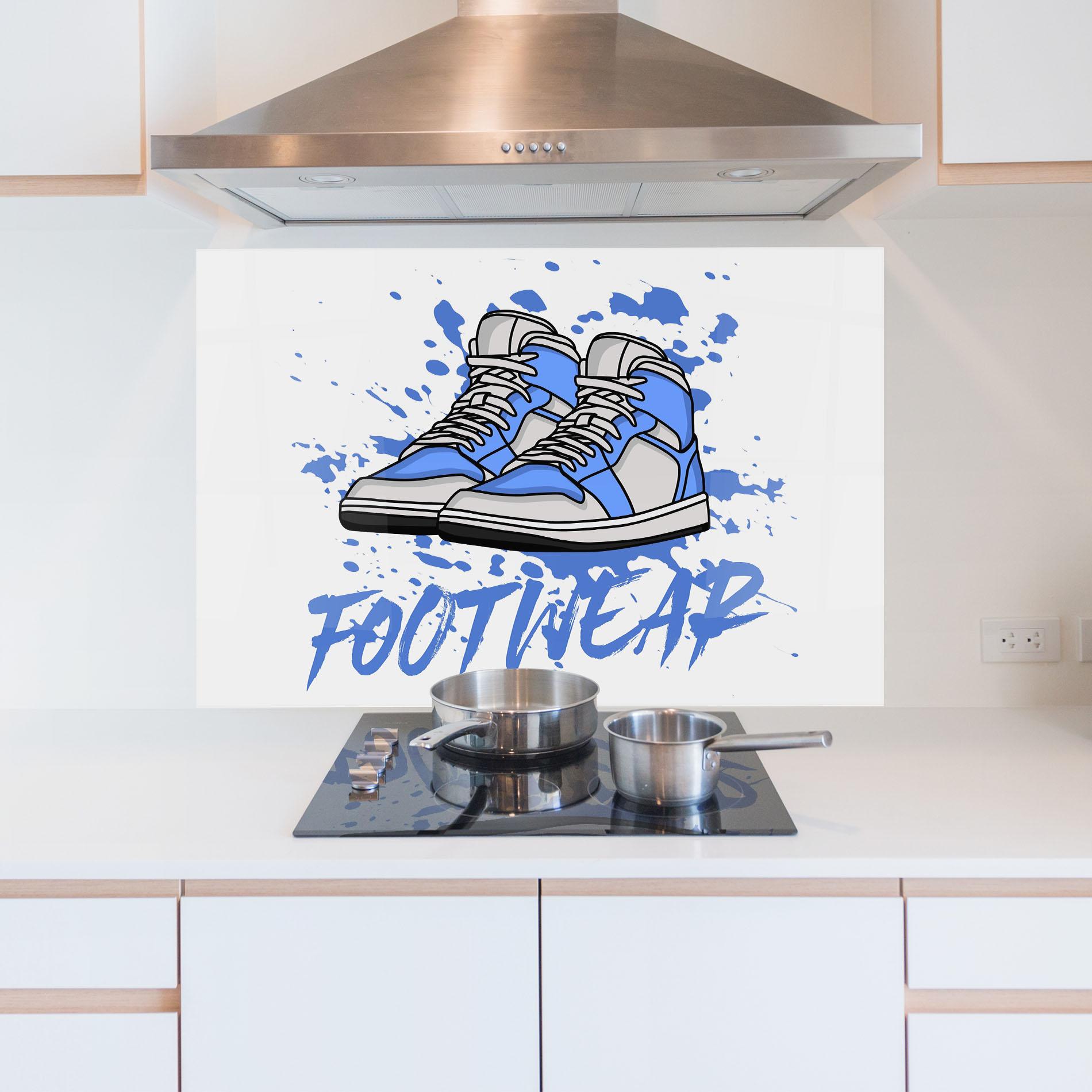 Konyhai üveg hátfal Blue Footwear mockup 5