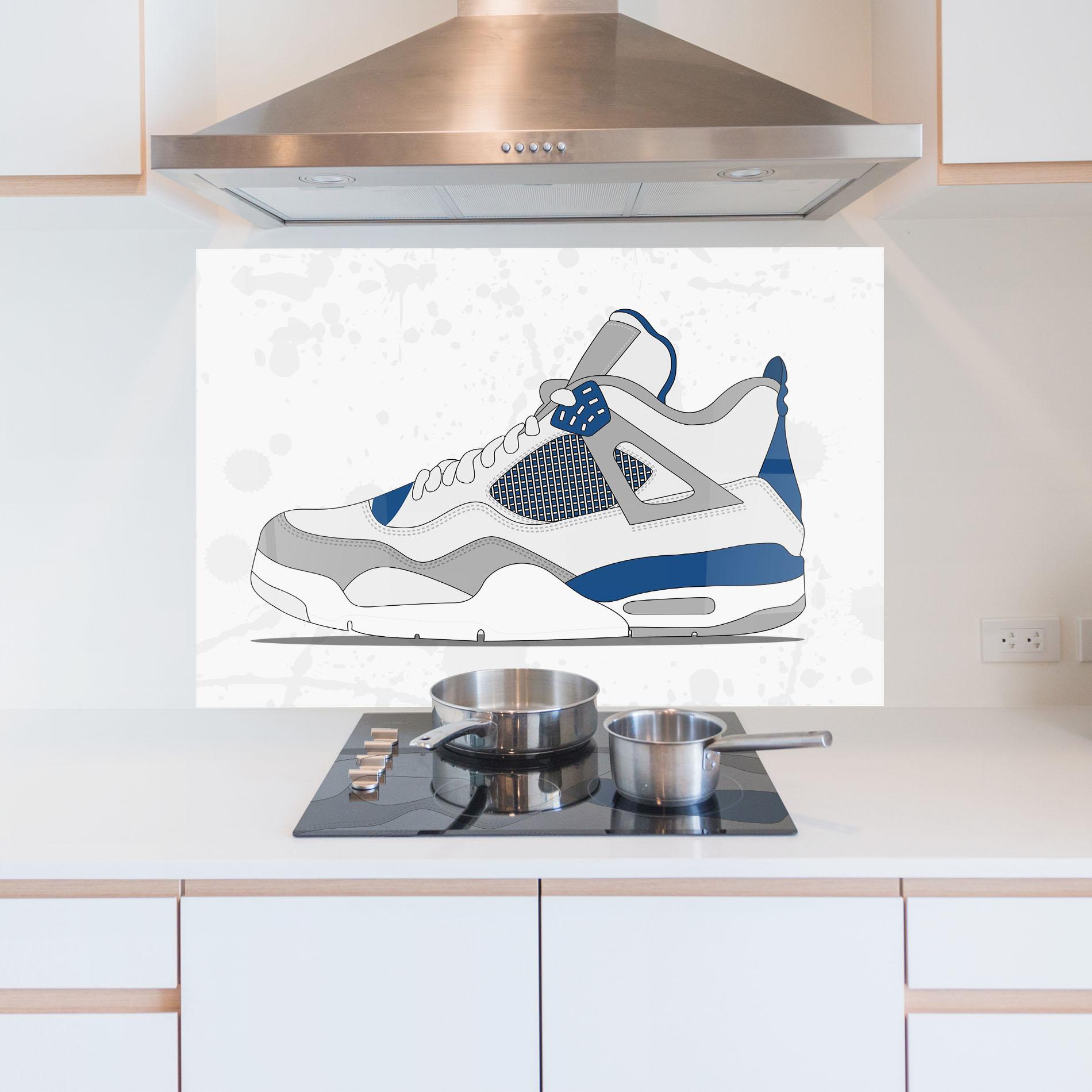 Konyhai üveg hátfal Blue Grey Sneakers mockup 5