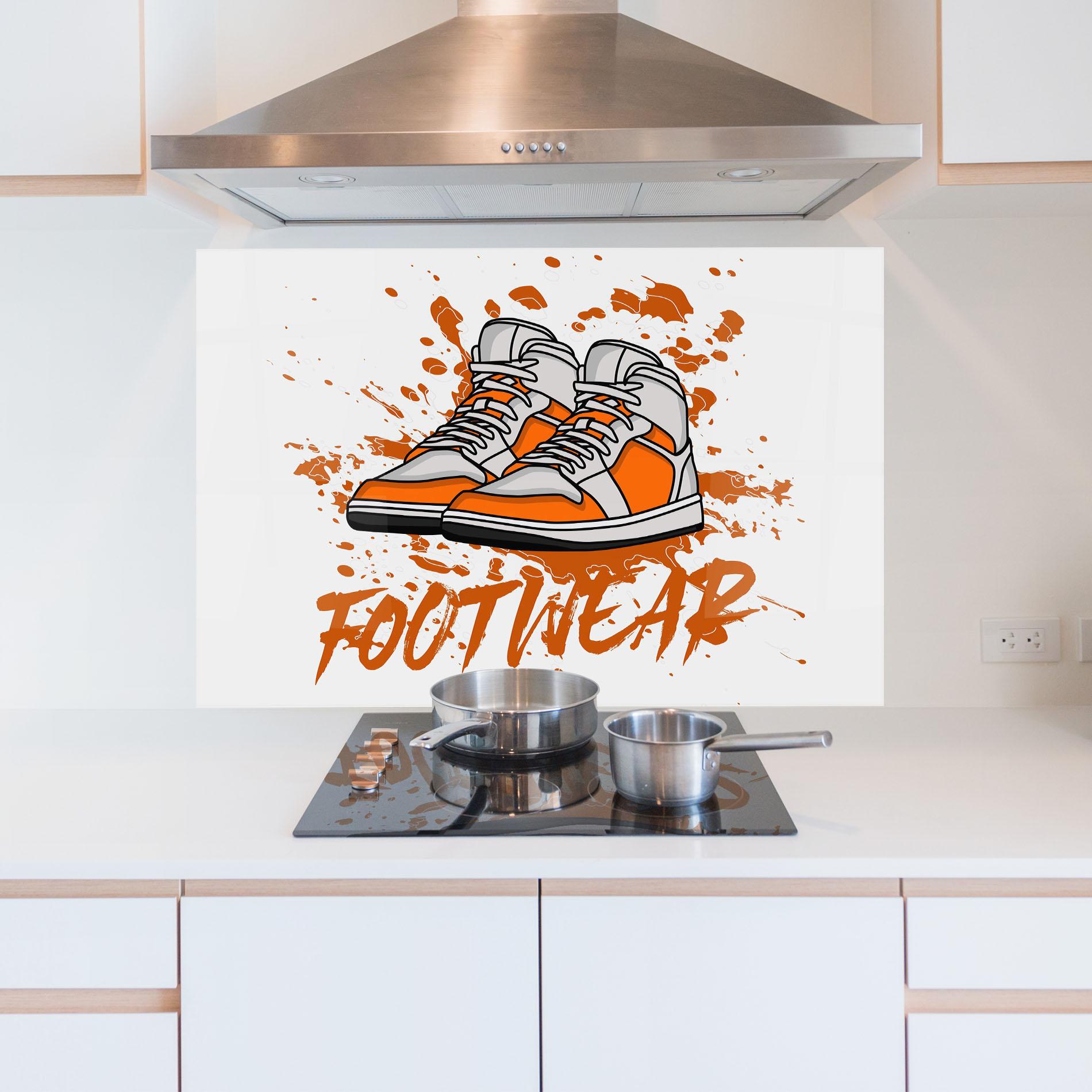 Konyhai üveg hátfal Orange Footwear mockup 5