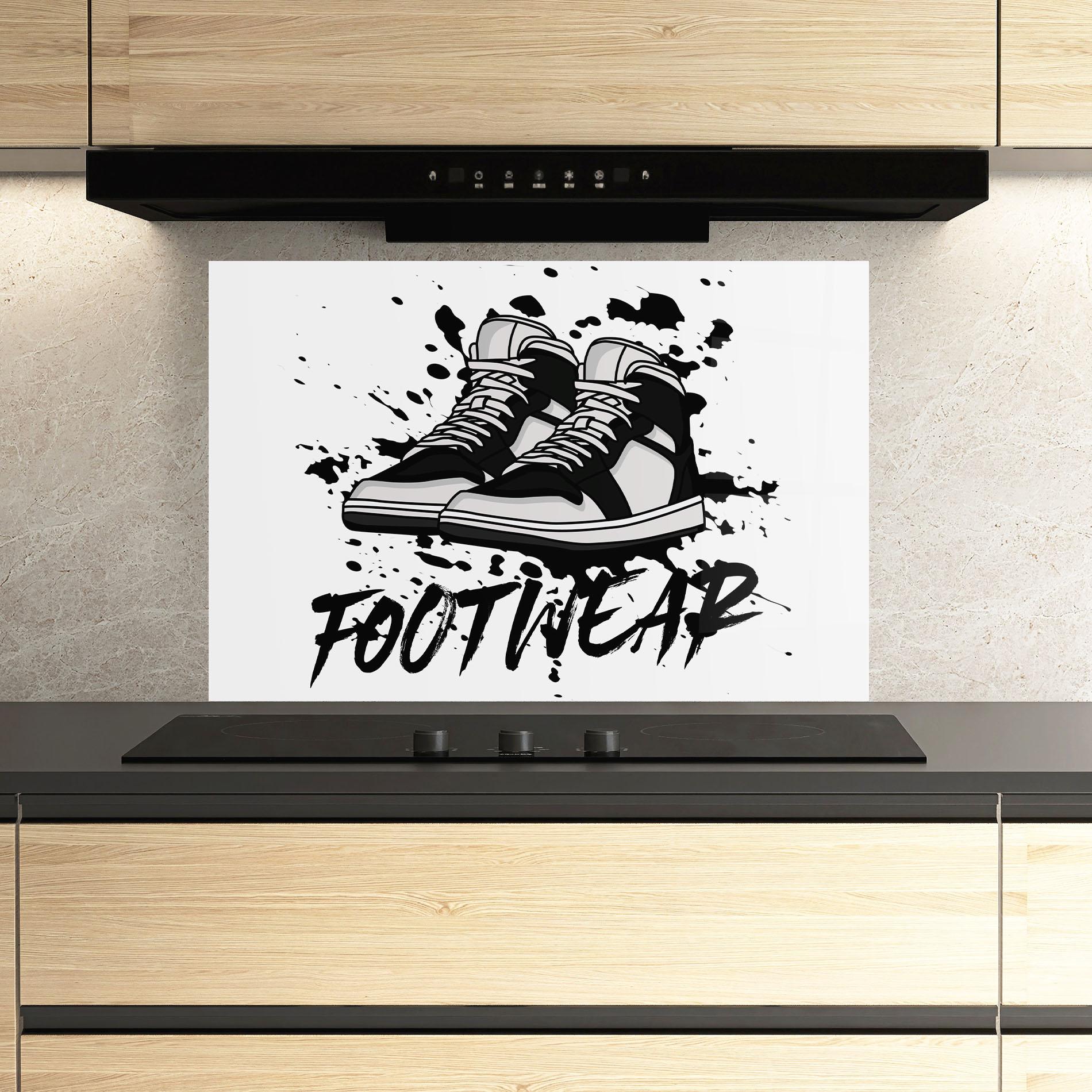 Konyhai üveg hátfal Black Footwear mockup 3