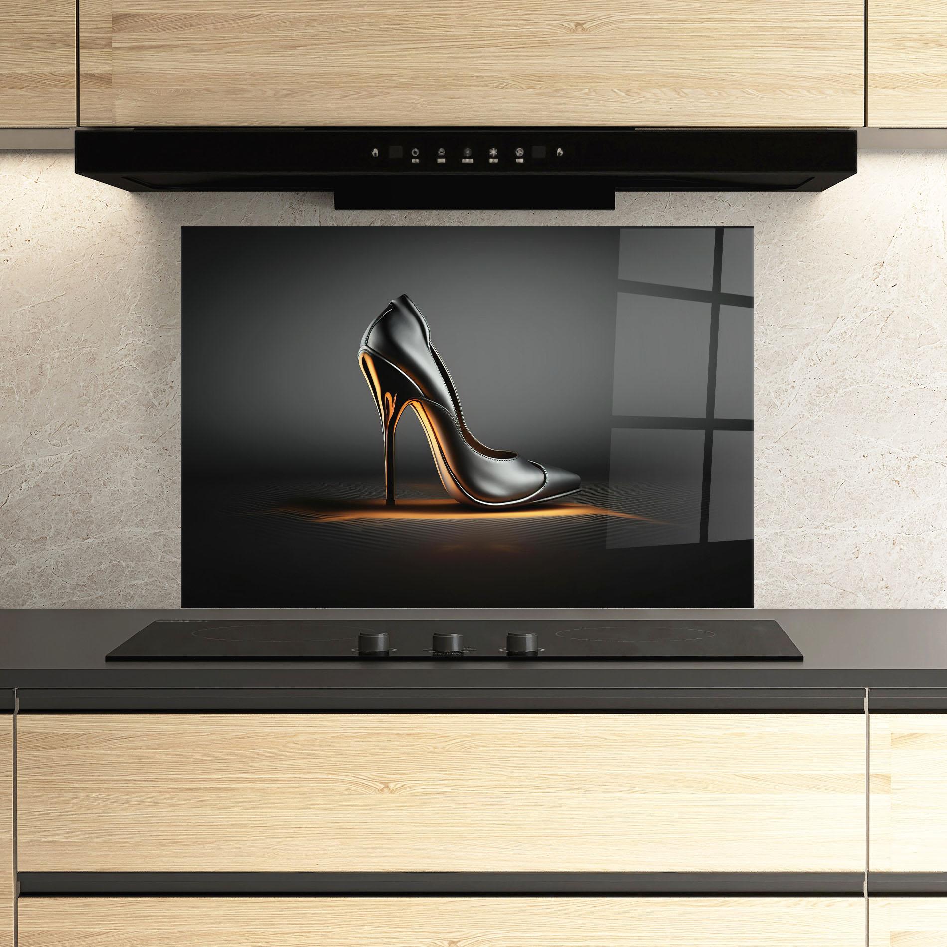 Konyhai üveg hátfal Black Shoe Product mockup 3