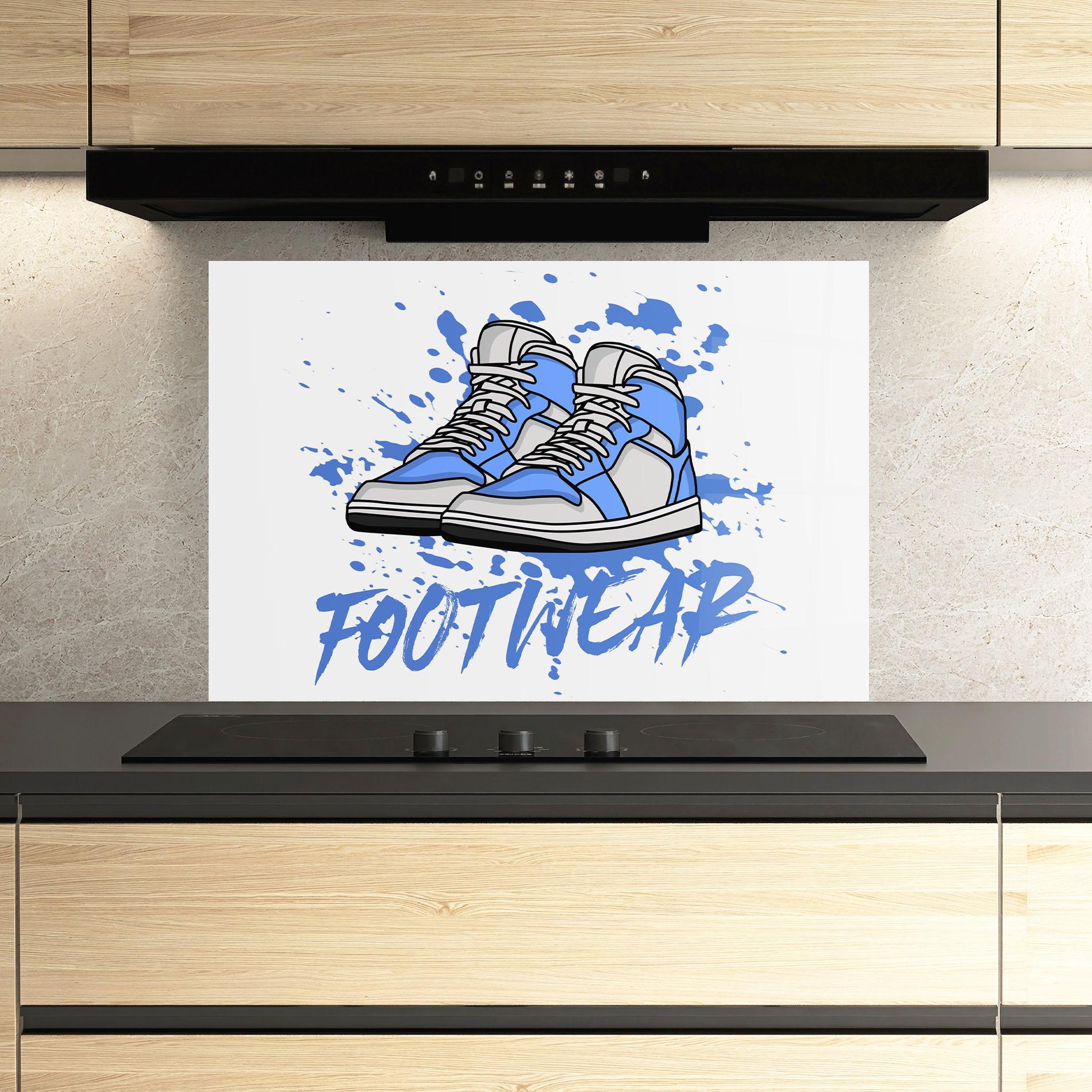 Konyhai üveg hátfal Blue Footwear mockup 3