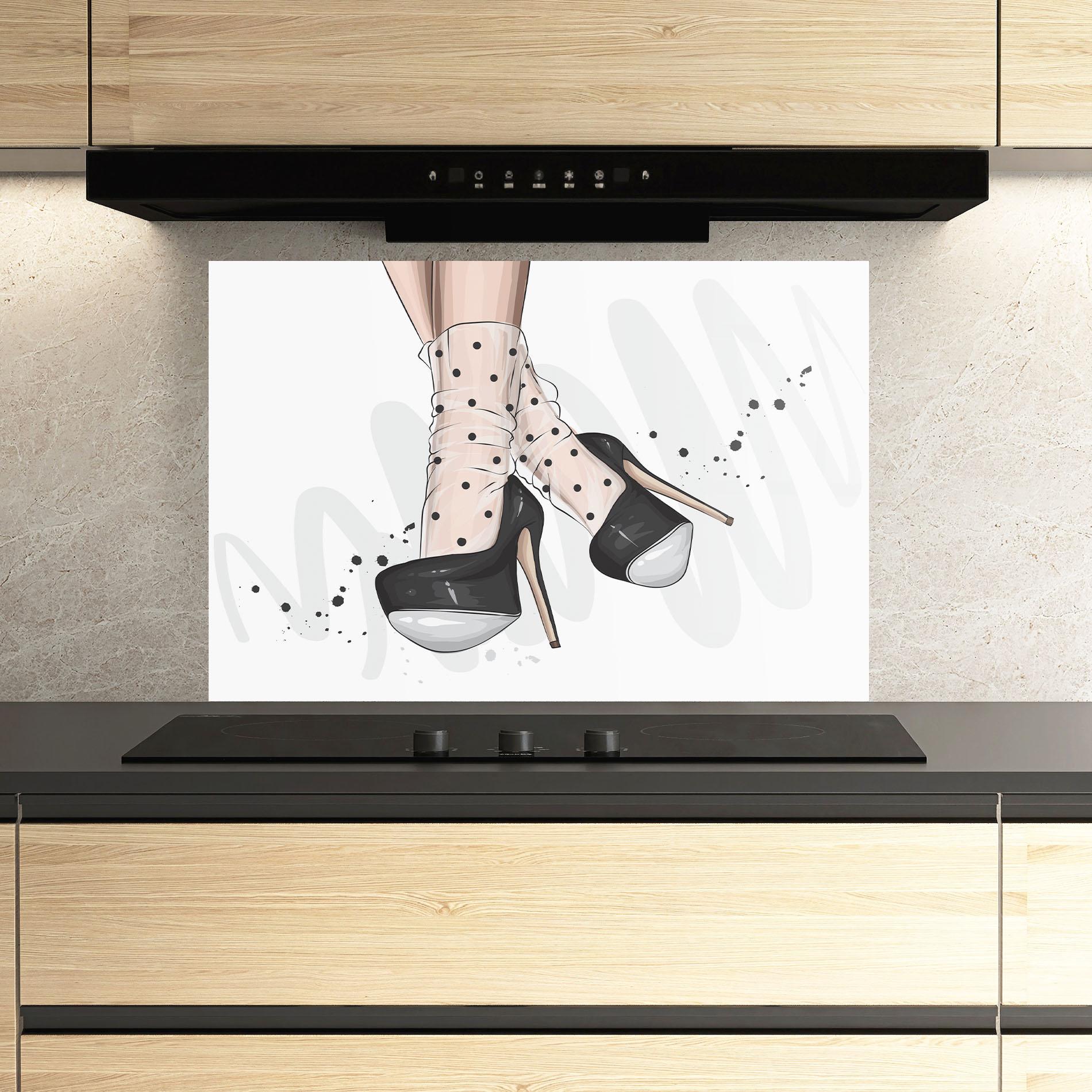 Konyhai üveg hátfal Cute Black Heels Art mockup 3
