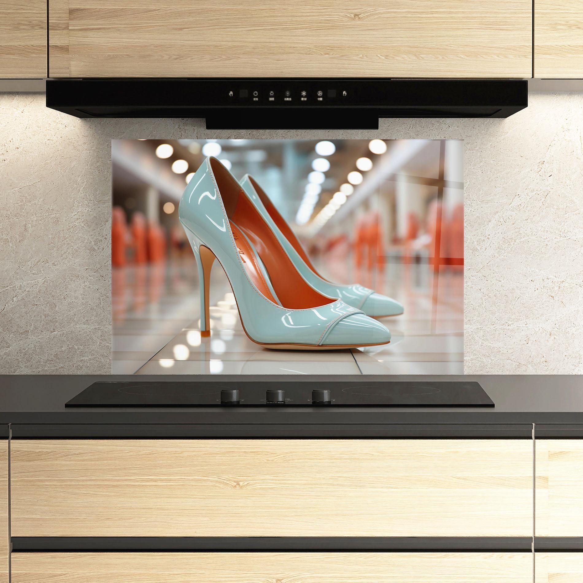 Konyhai üveg hátfal Light Blue Heels mockup 3