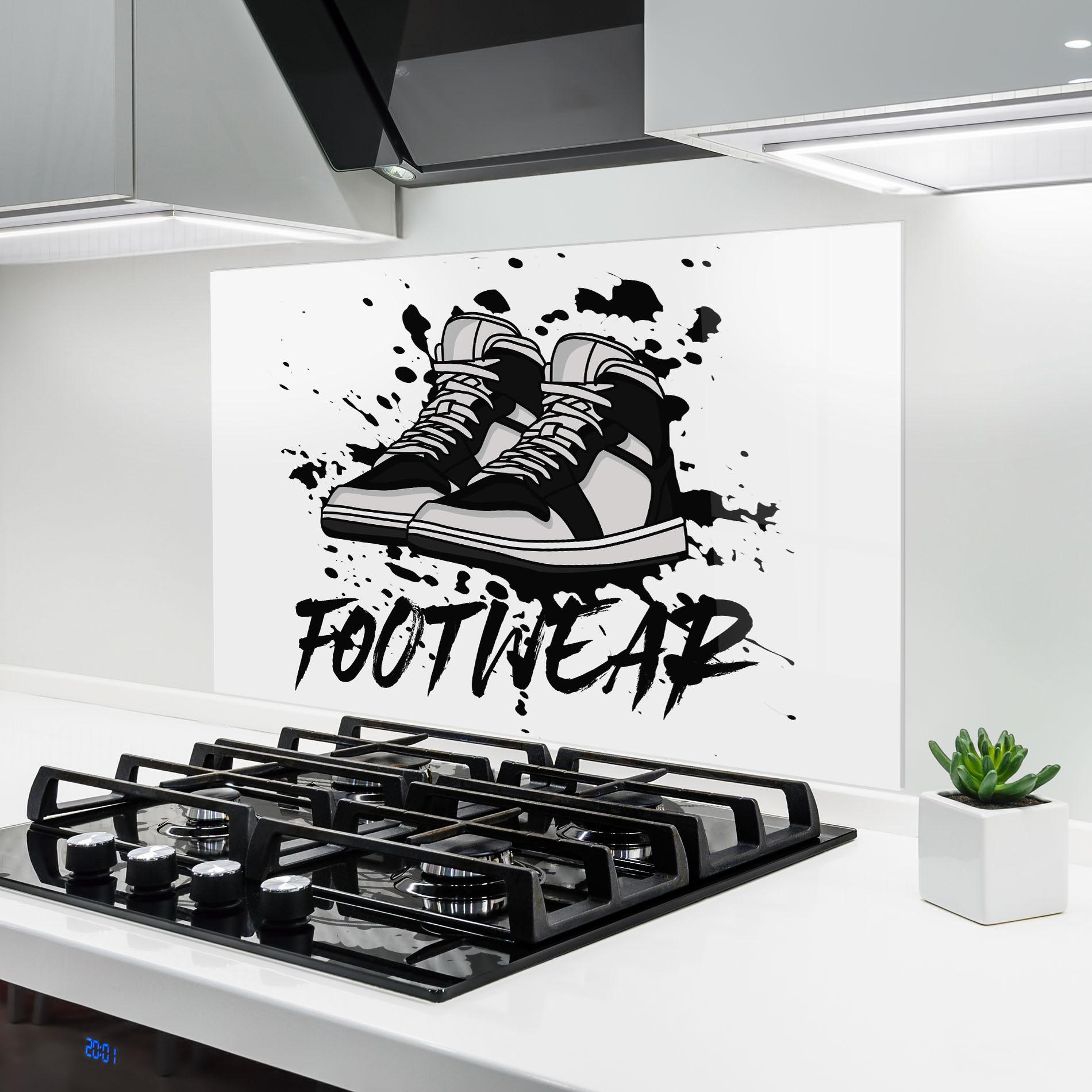 Konyhai üveg hátfal Black Footwear mockup 6