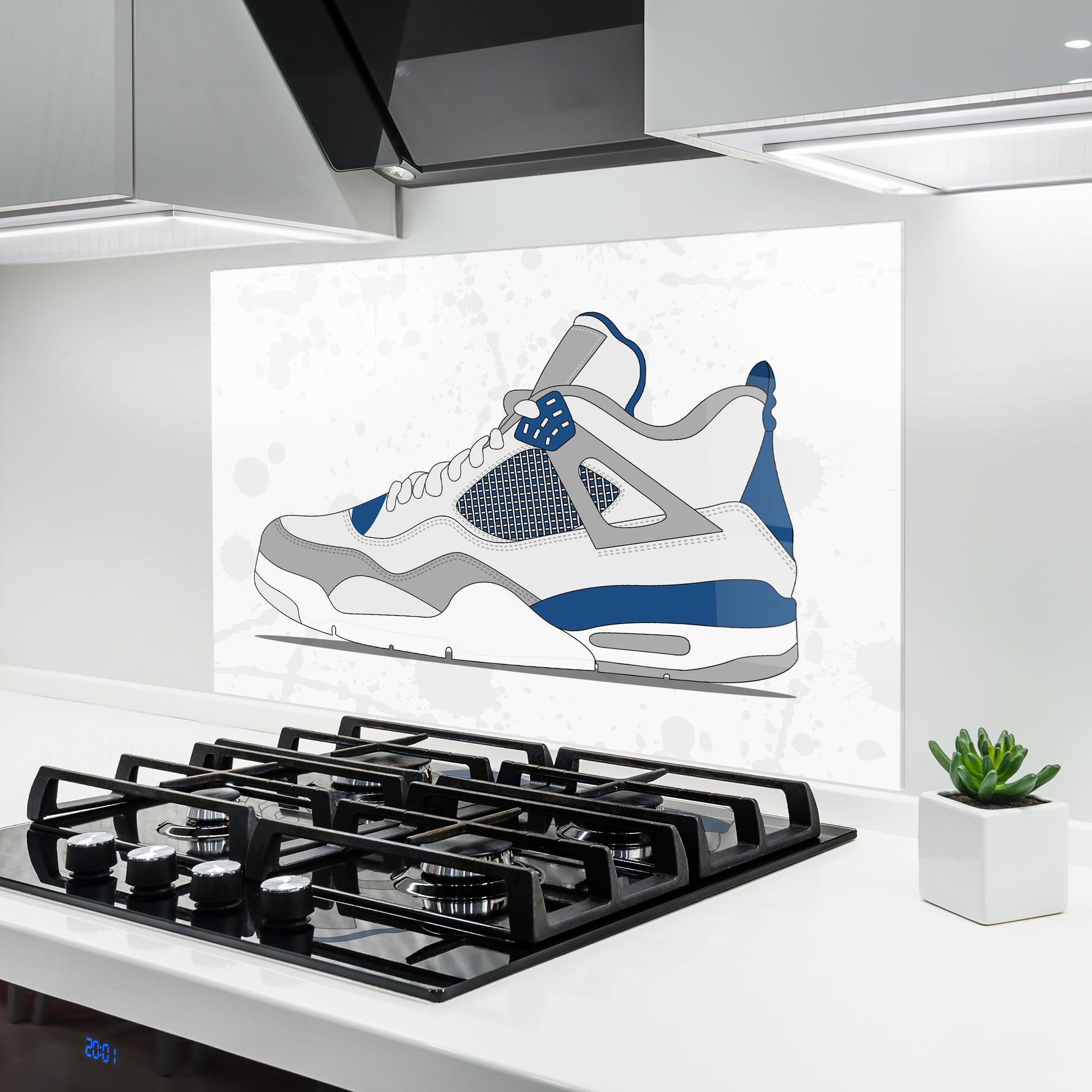 Konyhai üveg hátfal Blue Grey Sneakers mockup 6