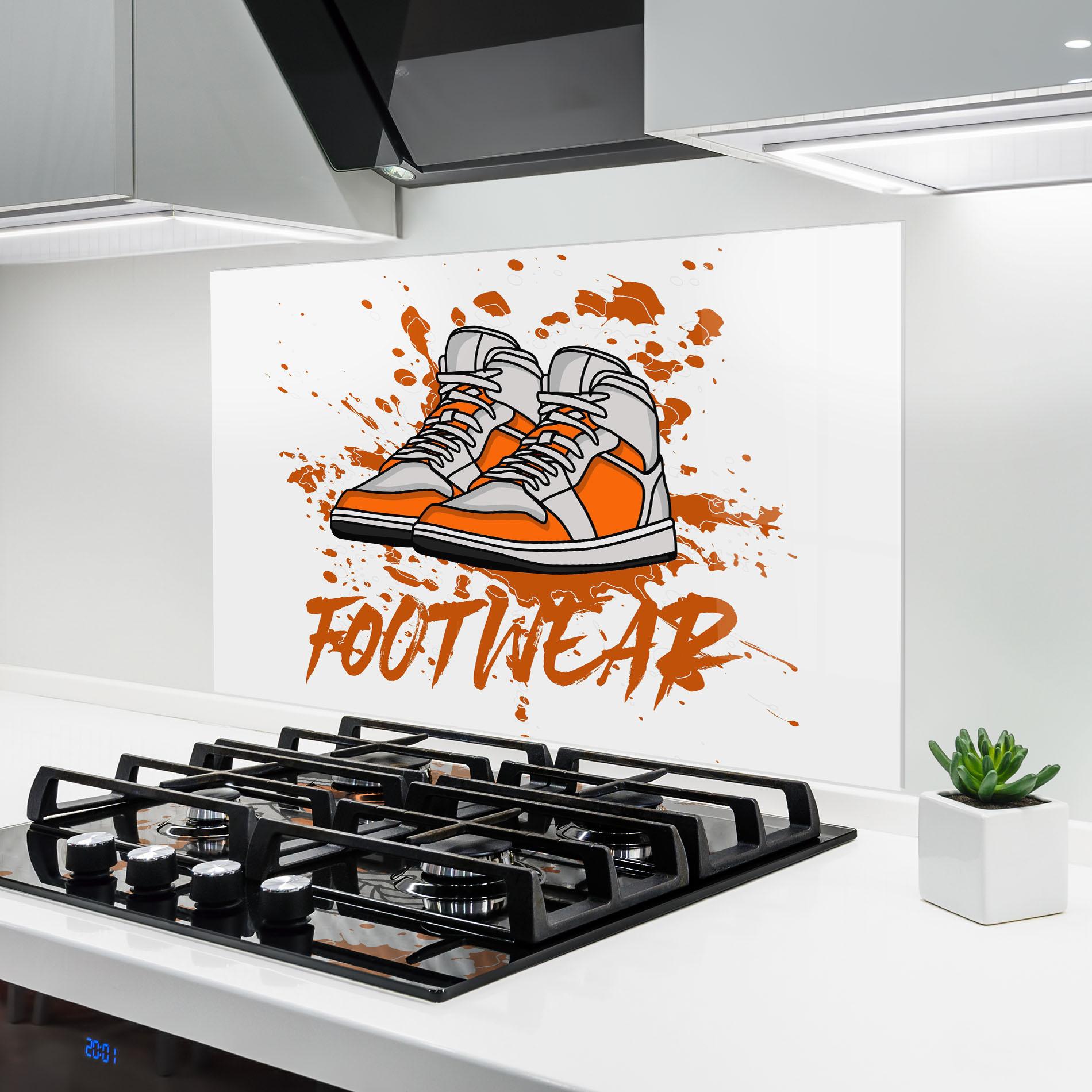 Konyhai üveg hátfal Orange Footwear mockup 6