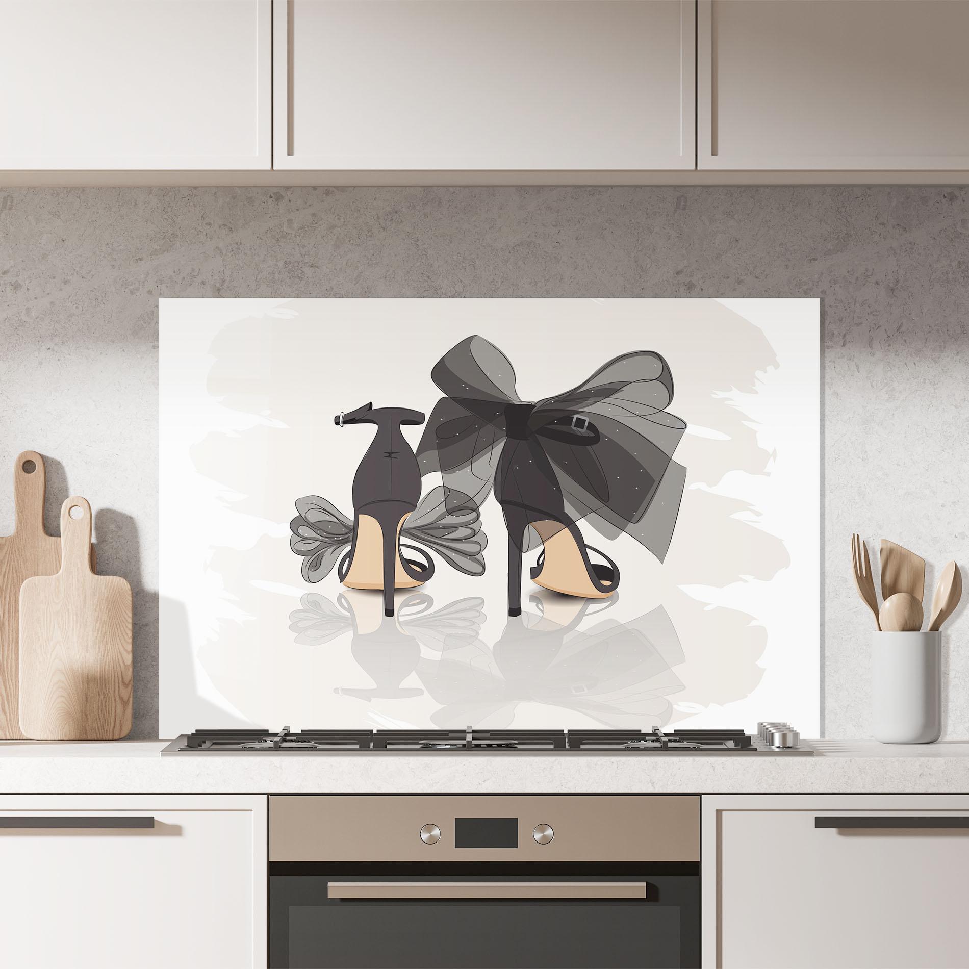 Konyhai üveg hátfal Black Bow Heels mockup 7