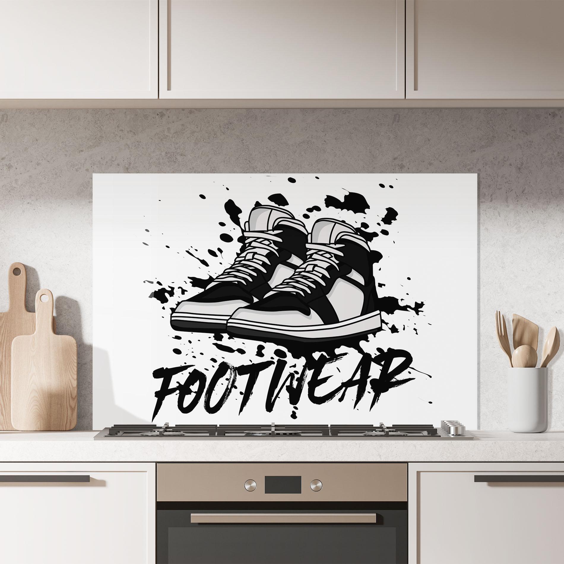 Konyhai üveg hátfal Black Footwear mockup 7
