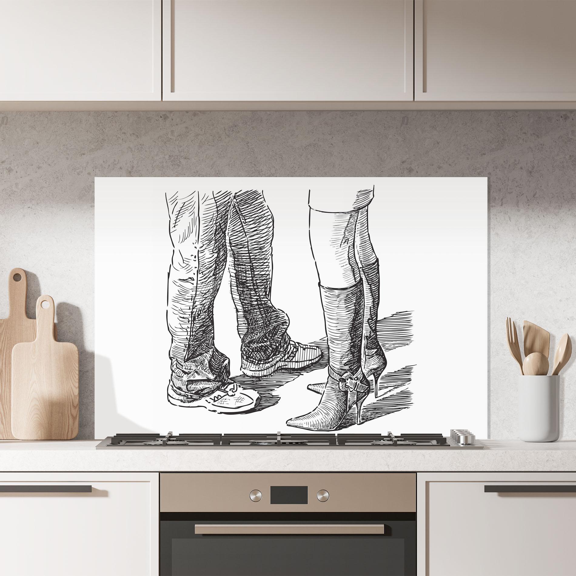 Konyhai üveg hátfal Black Line Shoes mockup 7