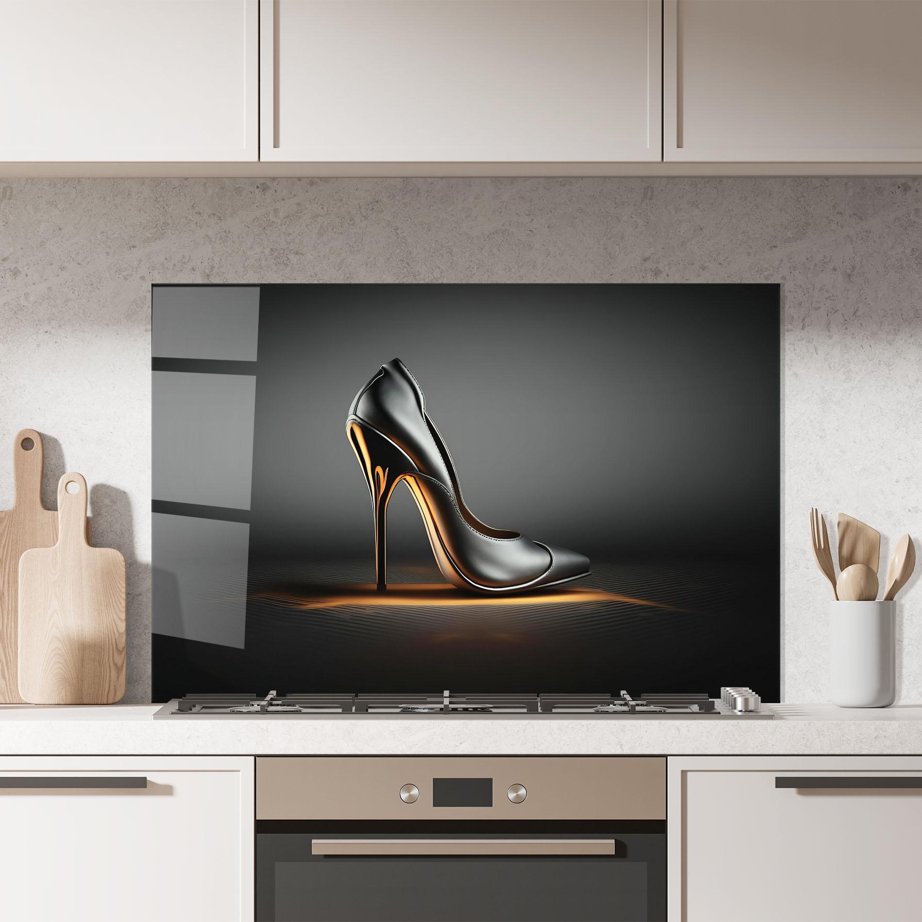 Konyhai üveg hátfal Black Shoe Product mockup 7