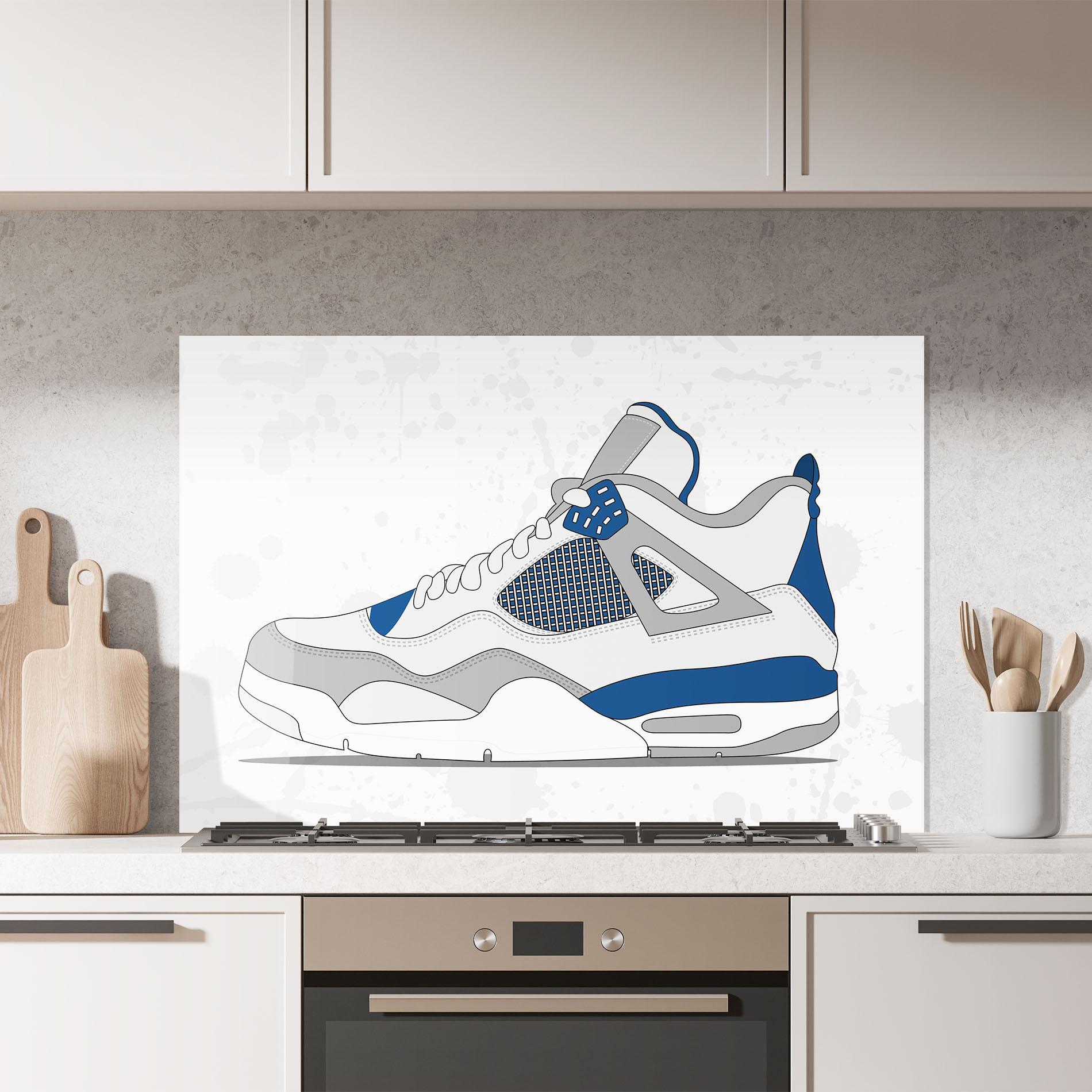 Konyhai üveg hátfal Blue Grey Sneakers mockup 7